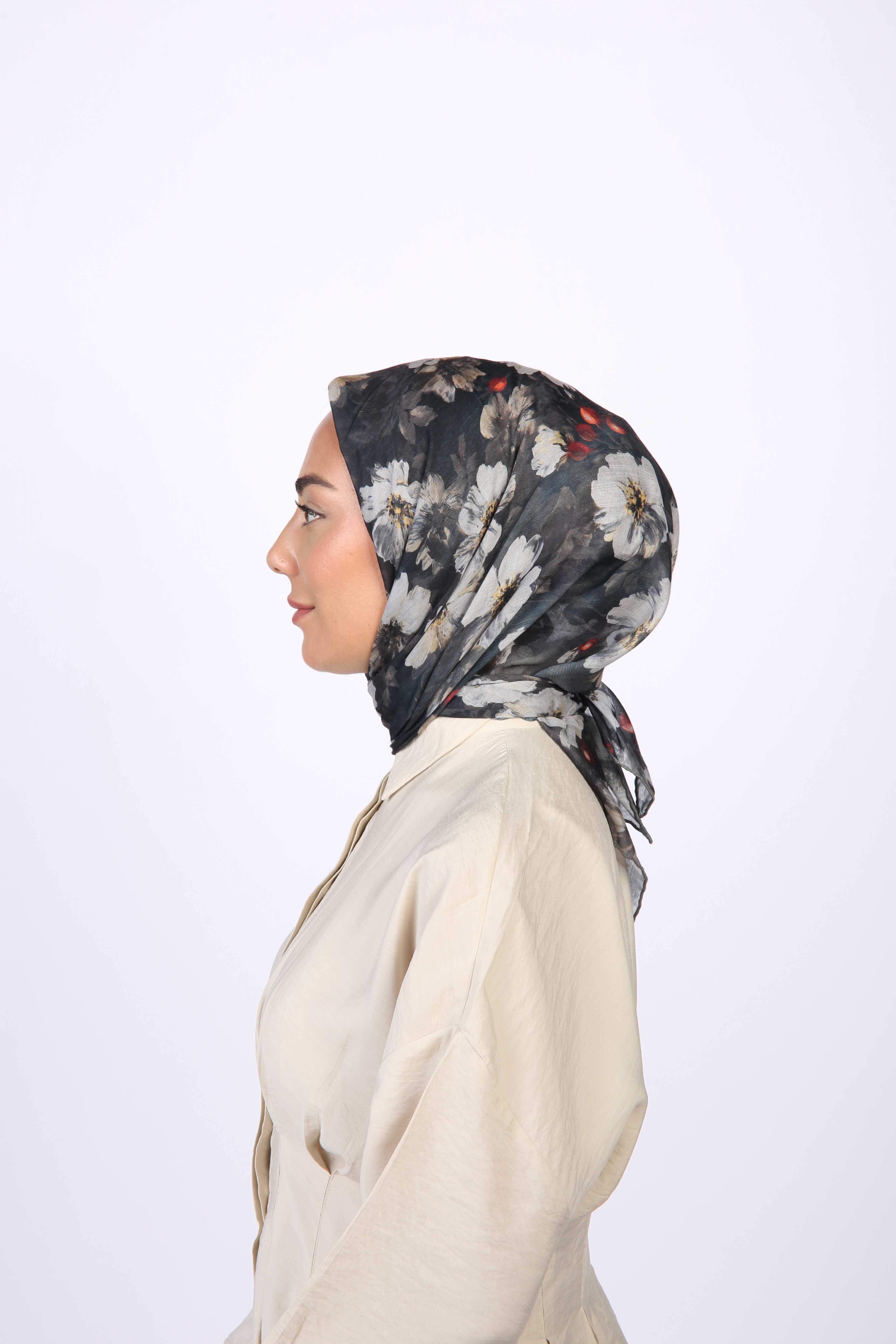 Locella Pamuk Vual Eşarp-Siyah