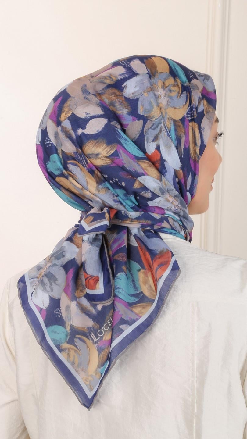 Locella Pamuk Vual Eşarp Lacivert-9