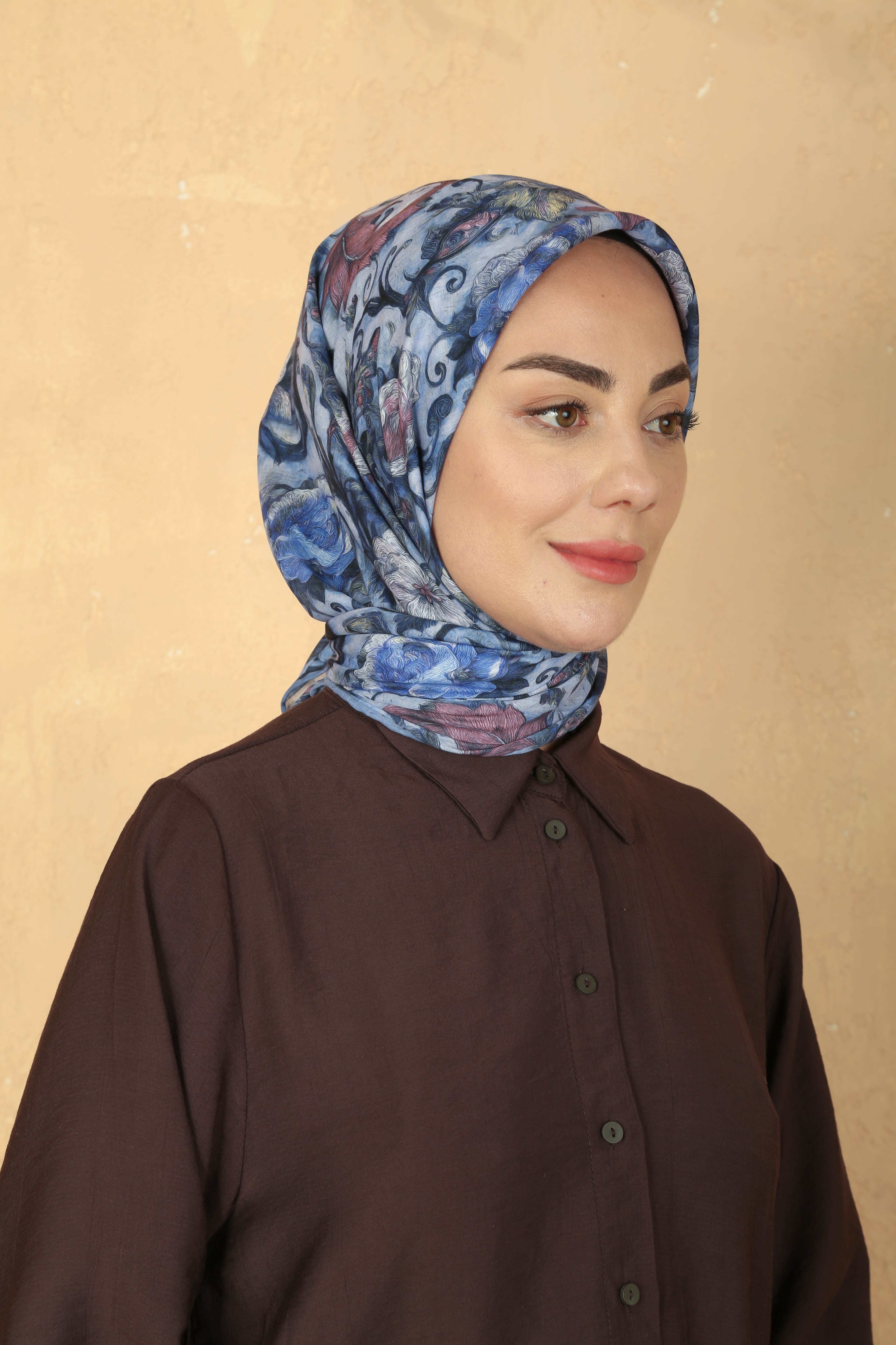 Locella Pamuk Vual Eşarp Mavi