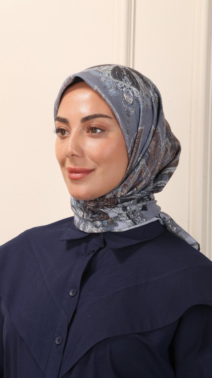 Locella Pamuk Vual Eşarp Gri-2