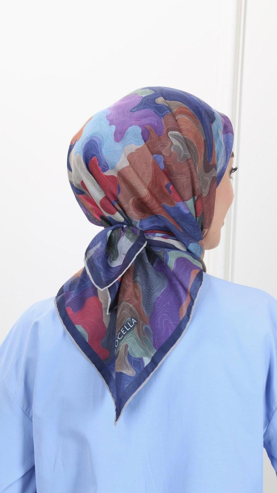 Locella Pamuk Vual Eşarp Lacivert-1
