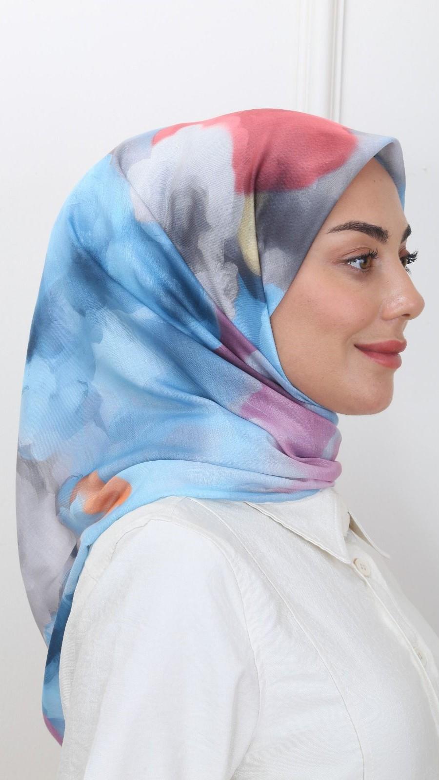 Locella Pamuk Vual Eşarp Açık Mavi-1