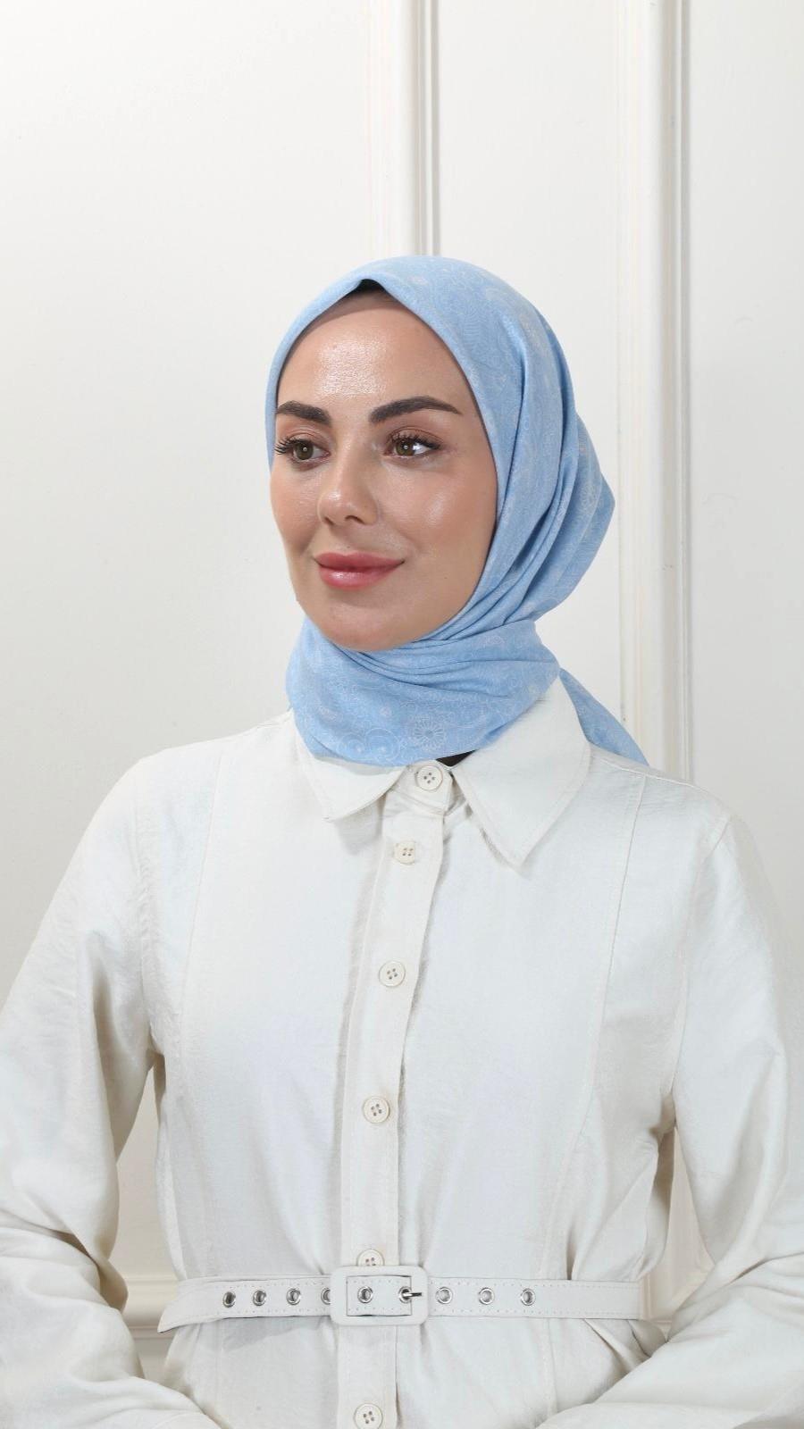 Locella Pamuk Vual Eşarp Açık Mavi-9