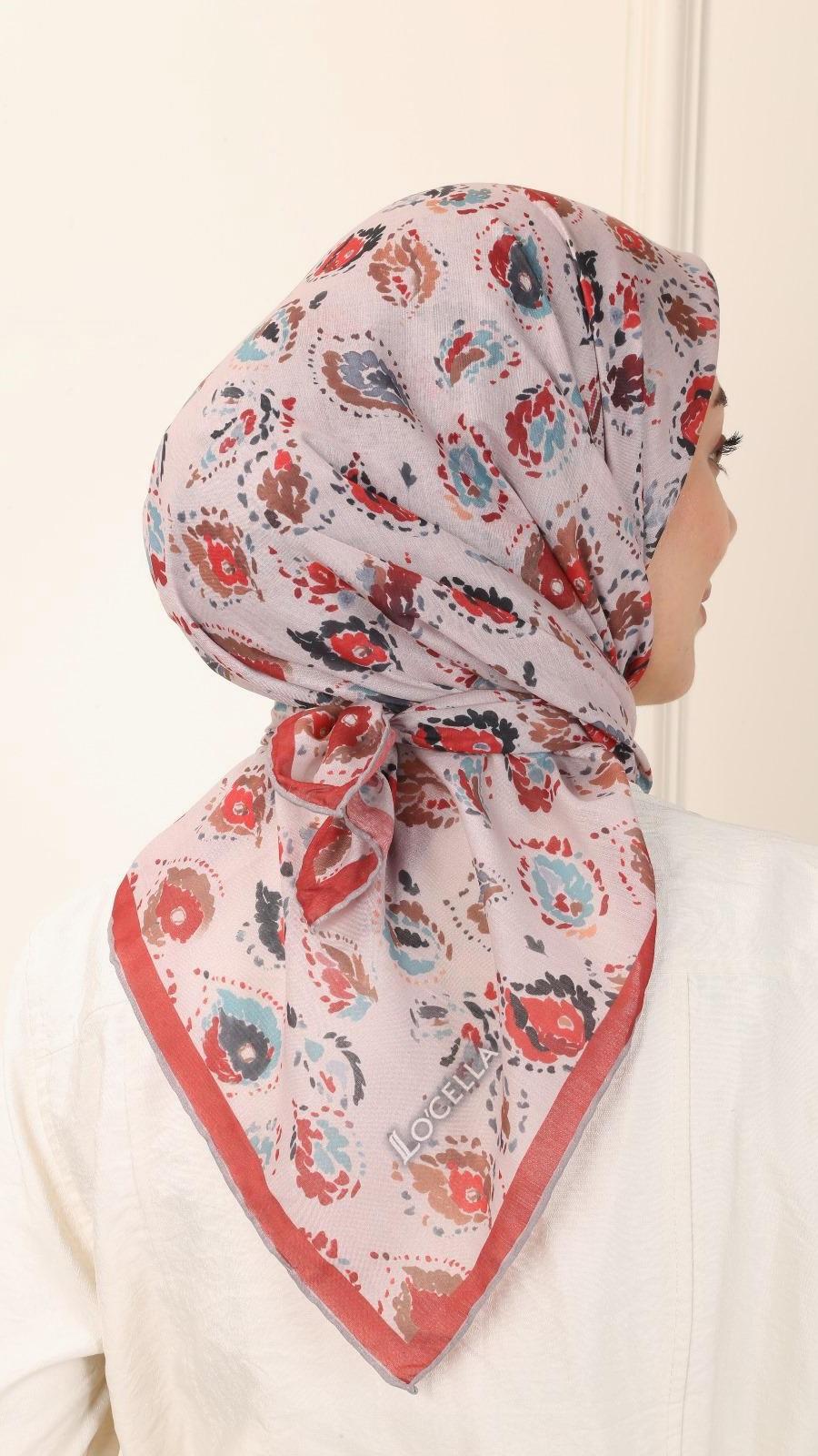 Locella Pamuk Vual Eşarp Kırmızı-4