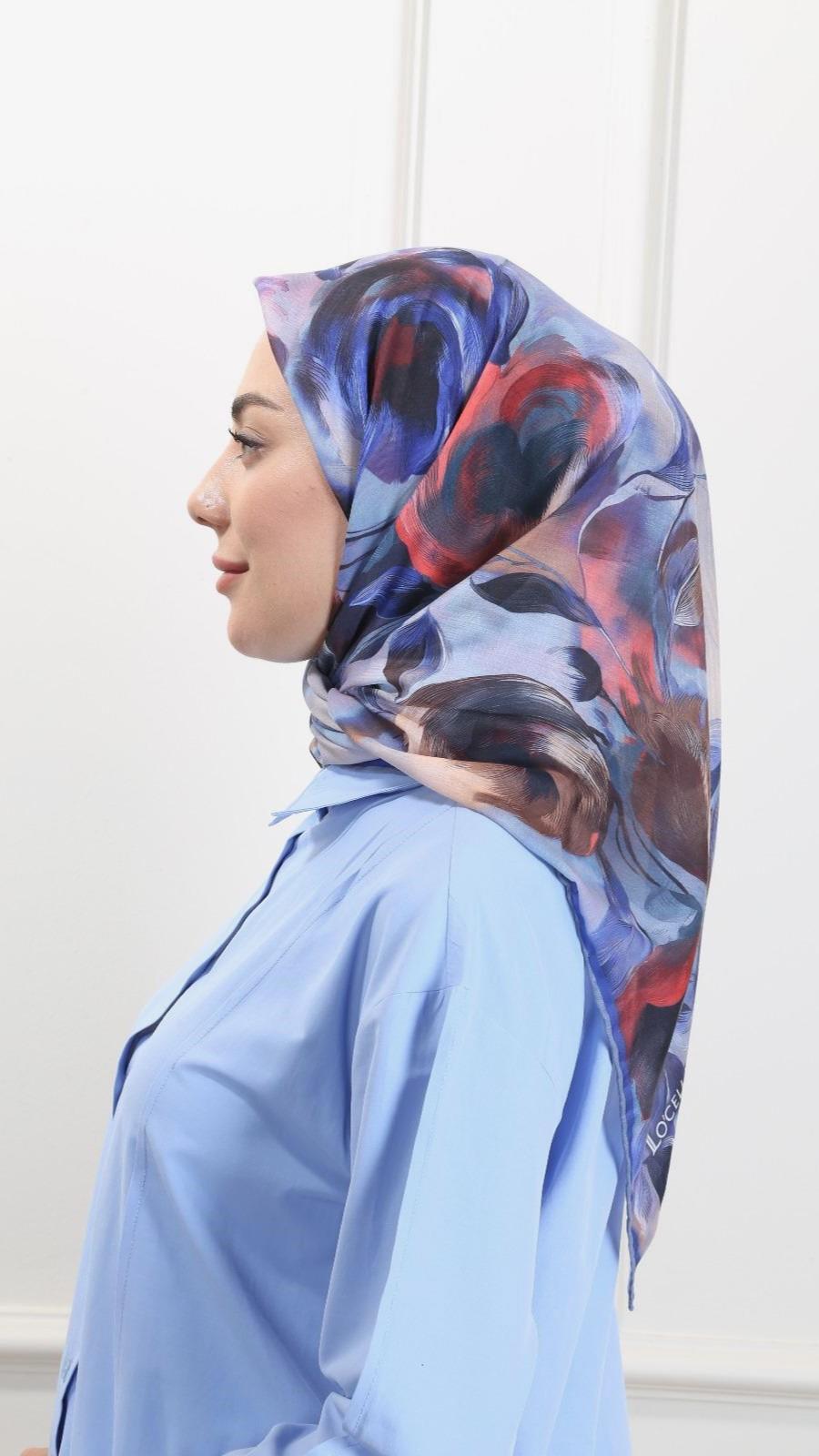 Locella Pamuk Vual Eşarp Saks-1