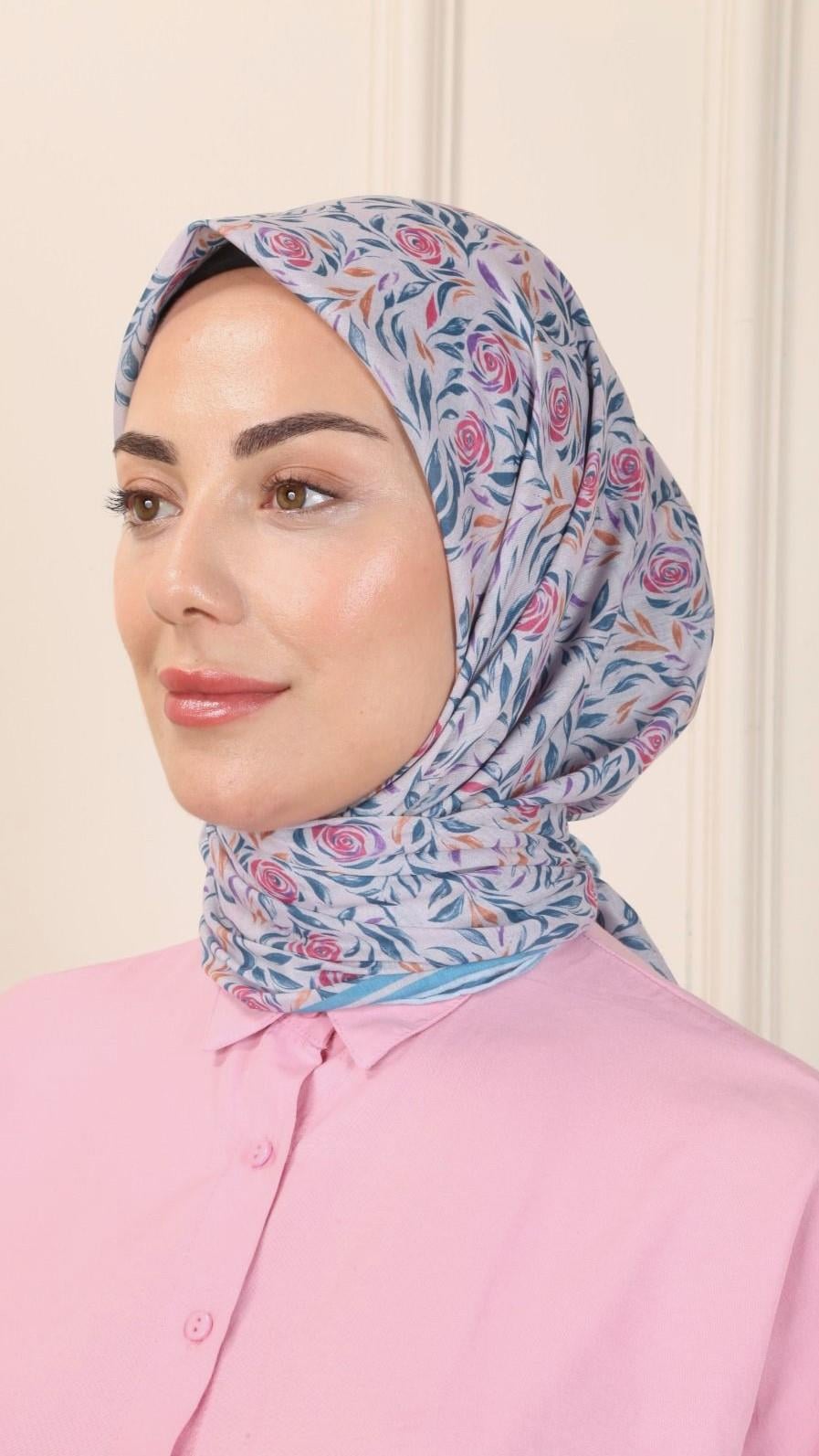 Locella Pamuk Vual Eşarp Mavi-1