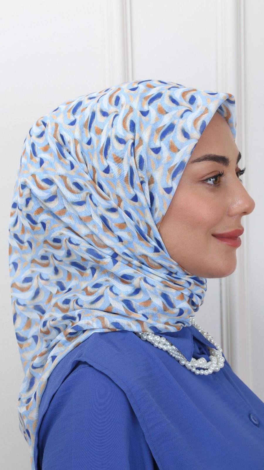 Locella Pamuk Vual Eşarp Mavi-1