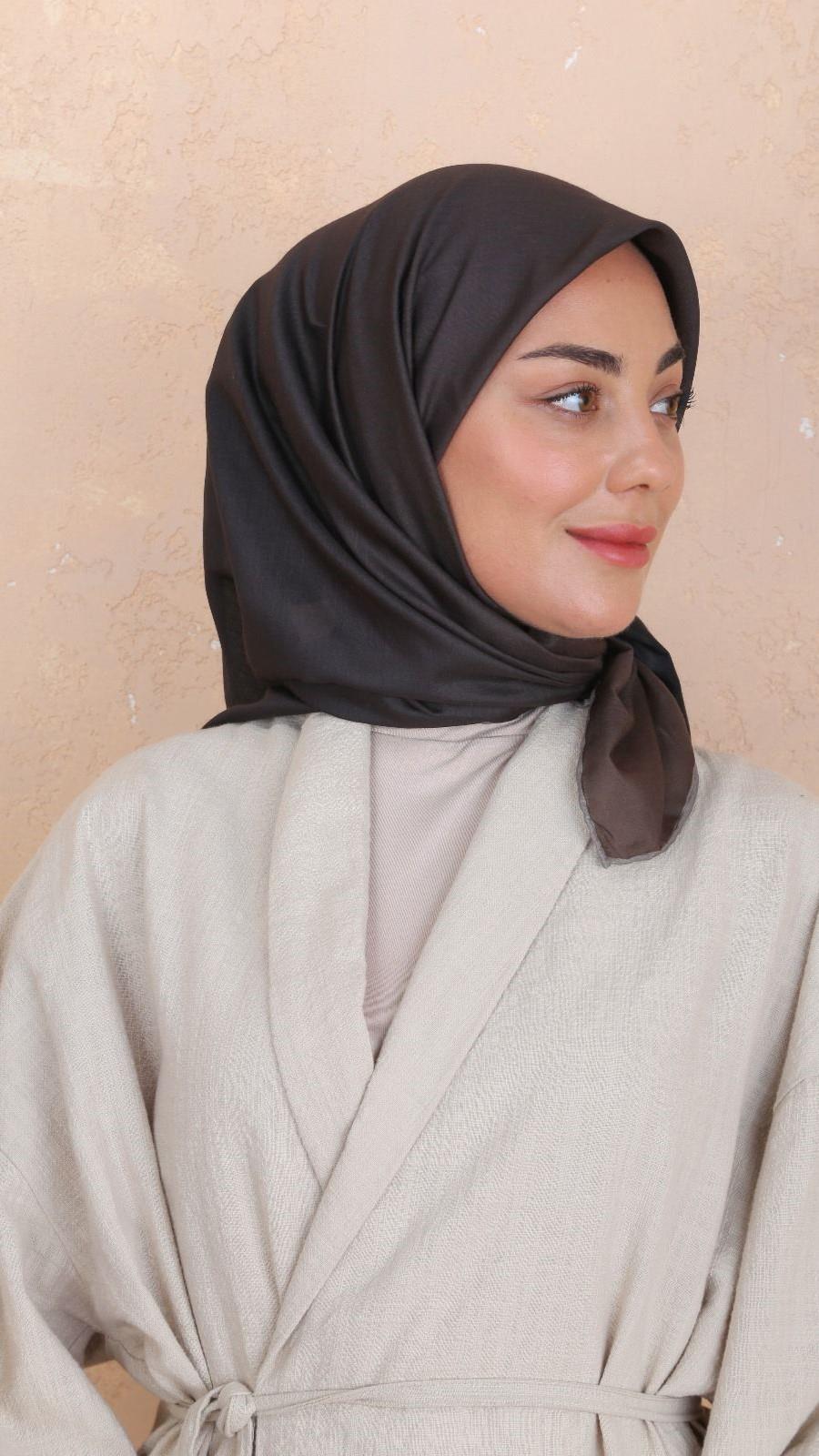 Locella Pamuk Vual Eşarp Siyah Kahve-22