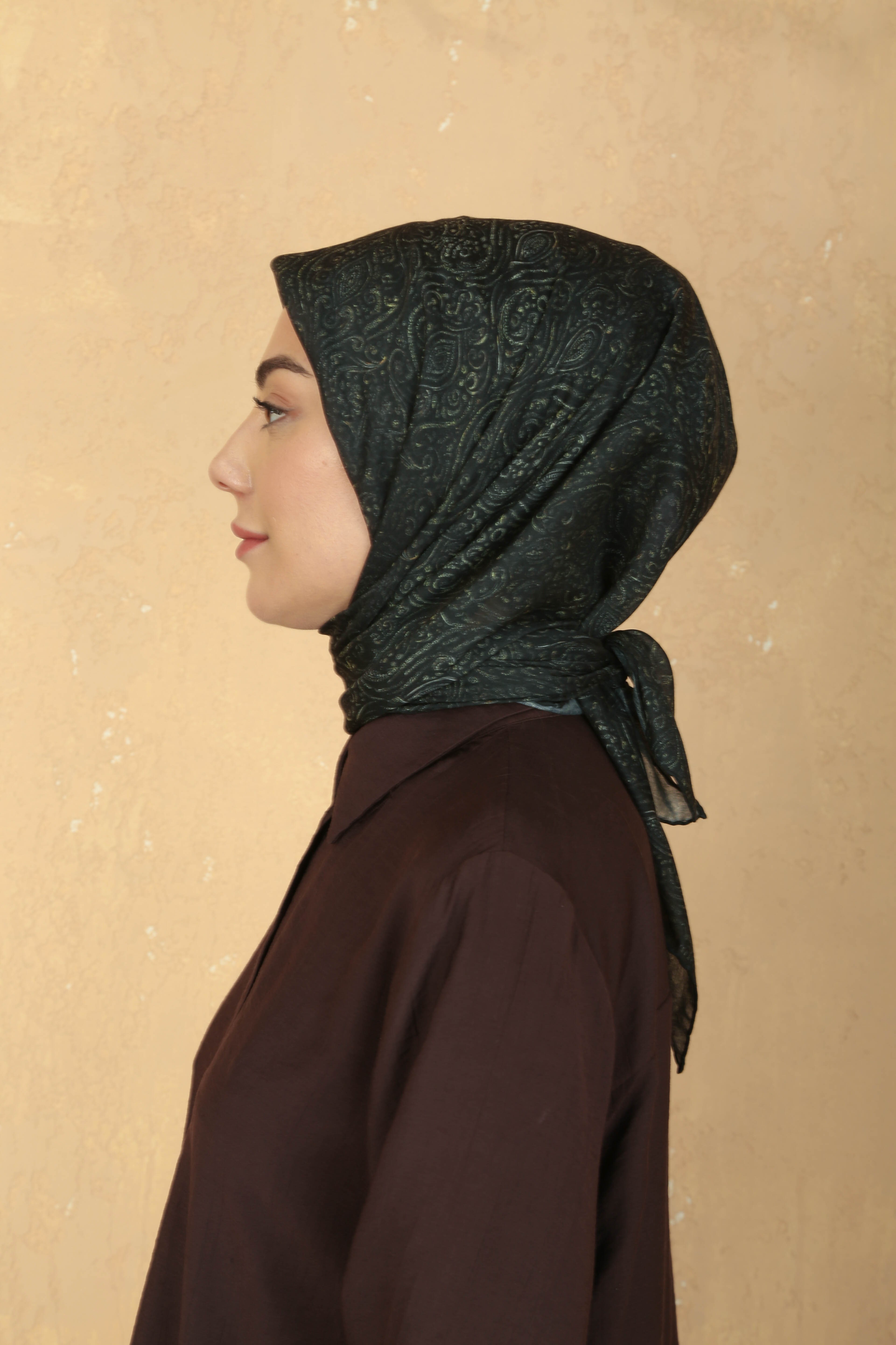 Locella Pamuk Vual Eşarp Siyah Sarı