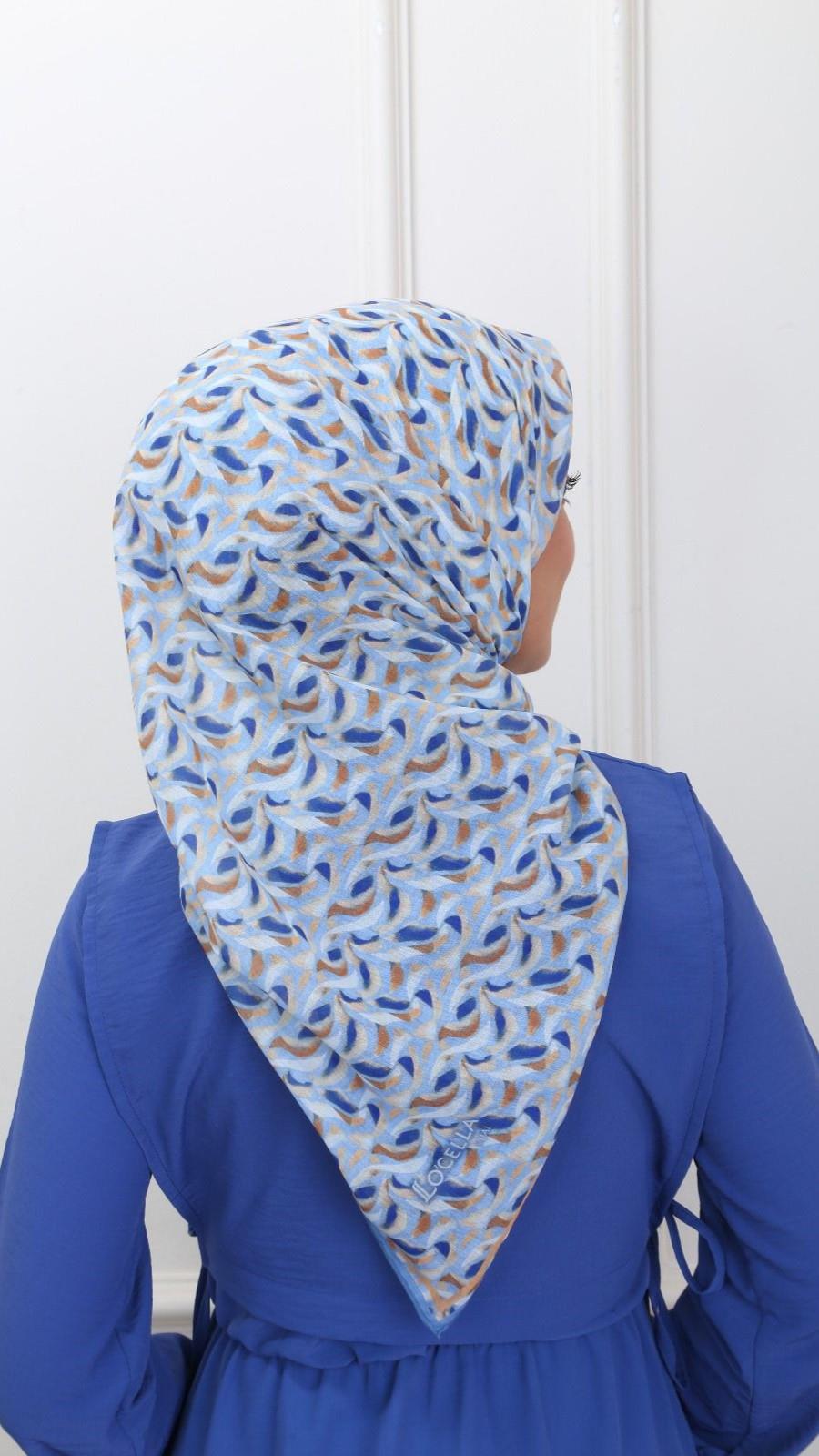 Locella Pamuk Vual Eşarp Mavi-1