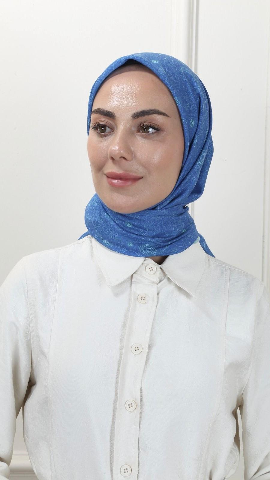 Locella Pamuk Vual Eşarp Canlı Mavi-2