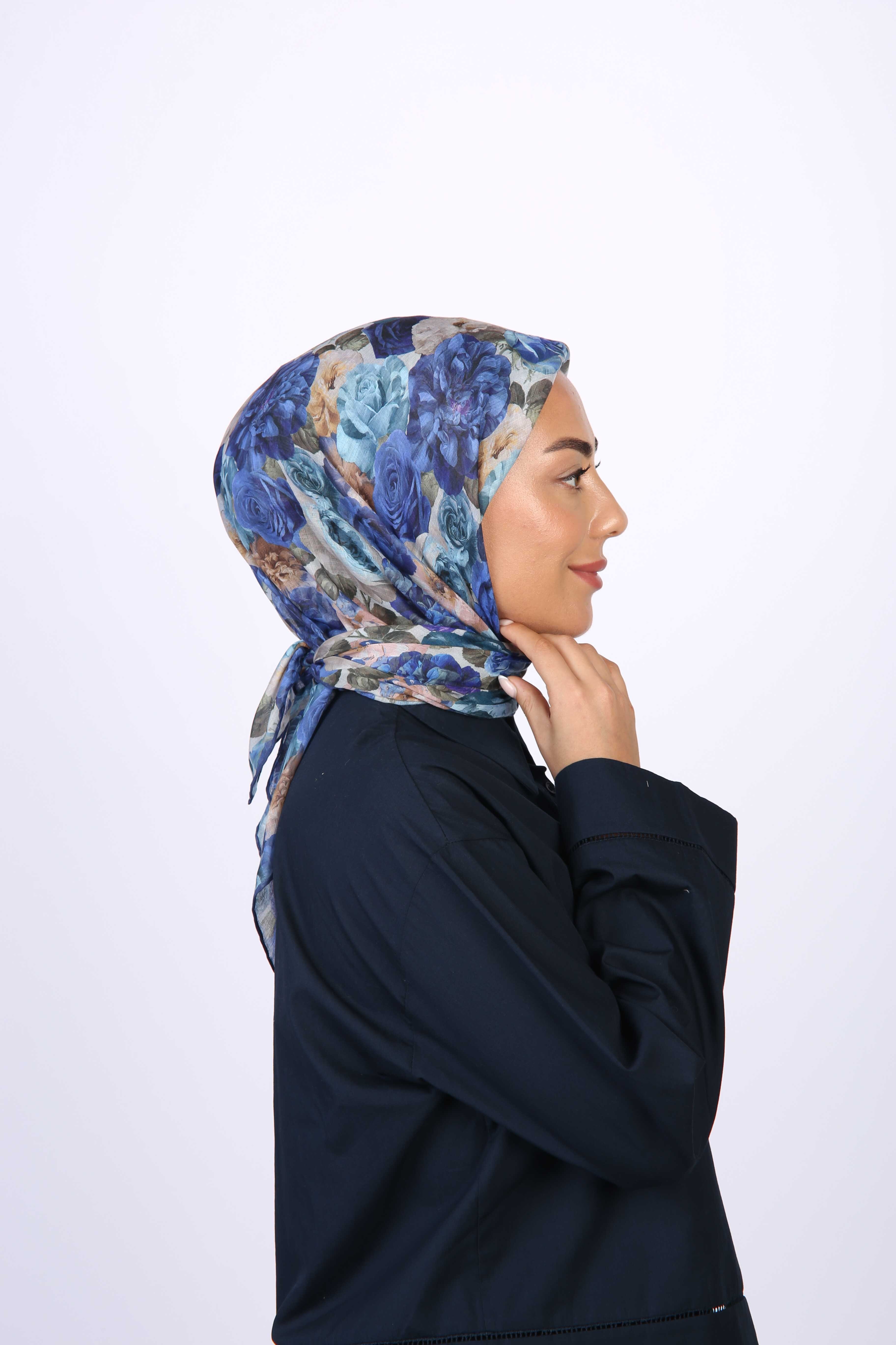 Locella Pamuk Vual Eşarp-Kobalt Mavi
