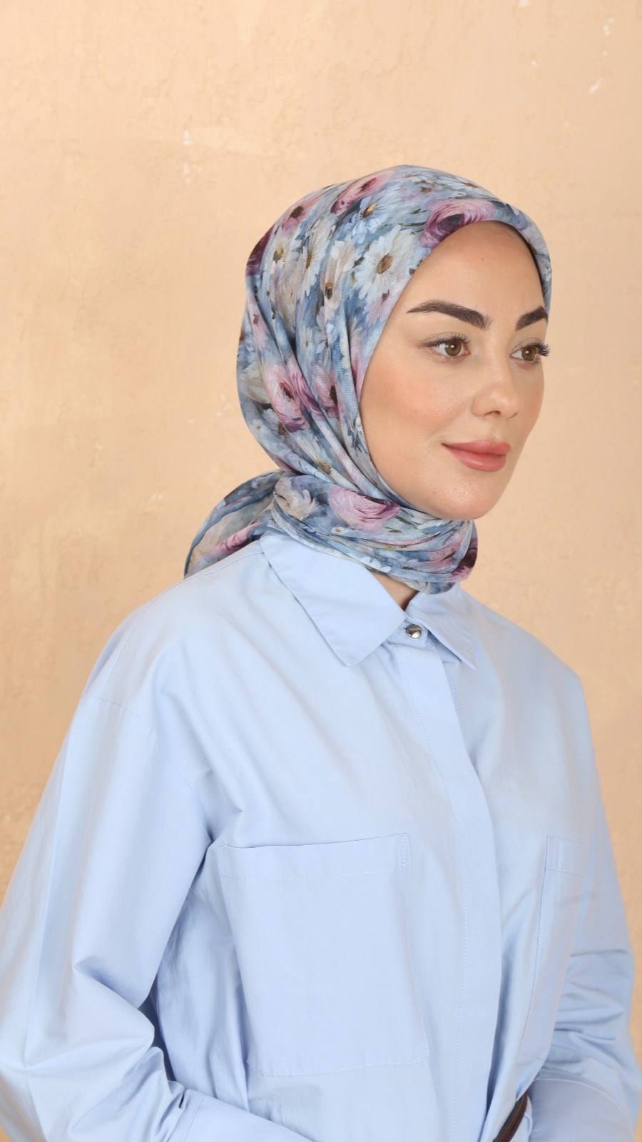 Locella Pamuk Vual Eşarp Mavi