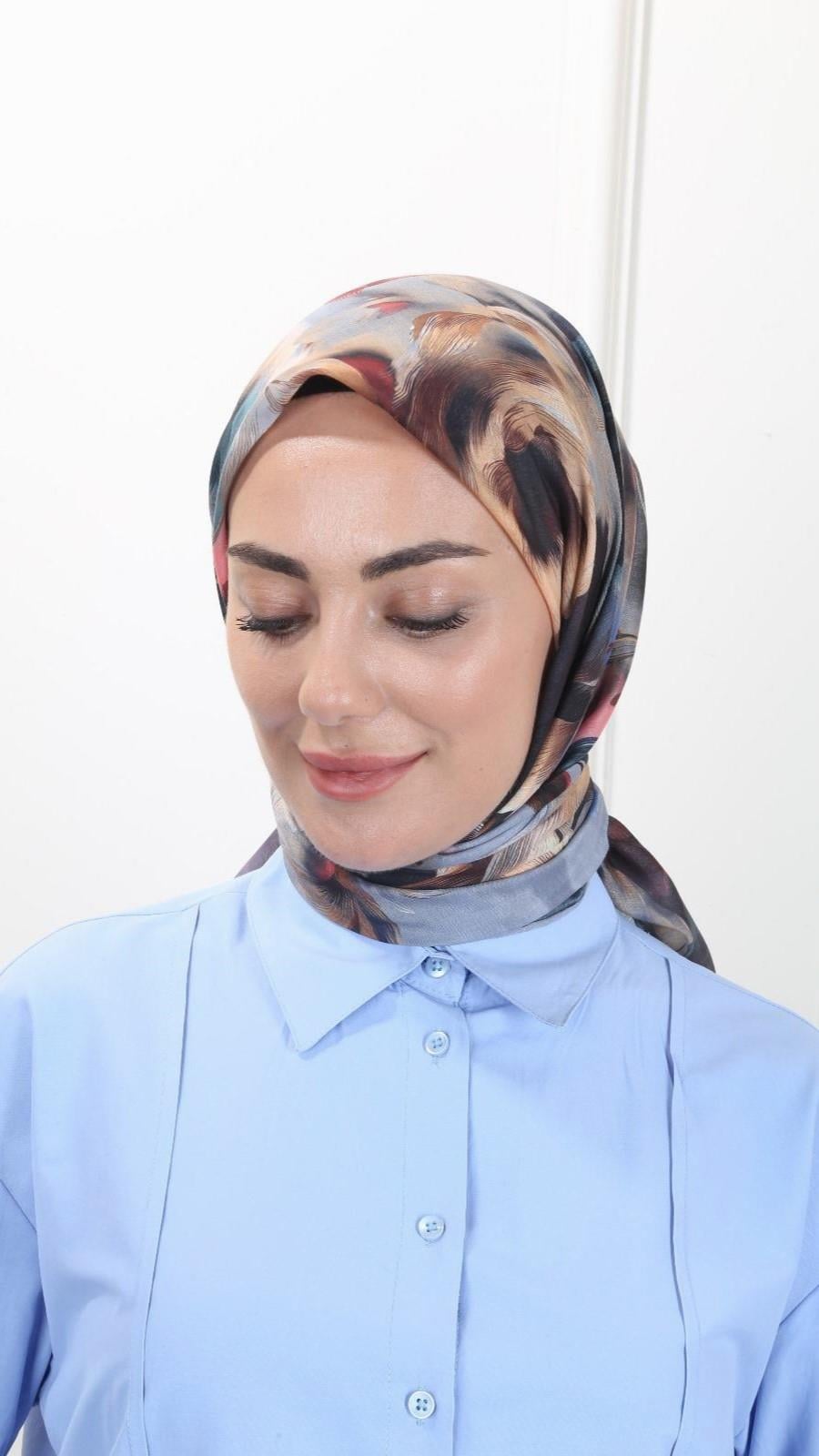 Locella Pamuk Vual Eşarp Siyah Gri-3