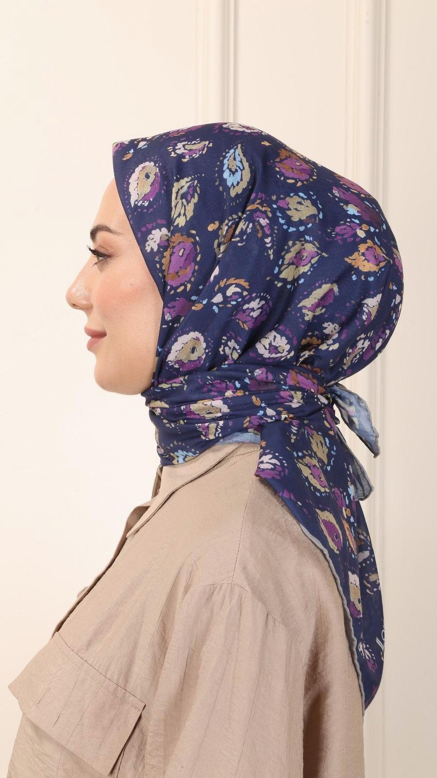 Locella Pamuk Vual Eşarp Lacivert-7