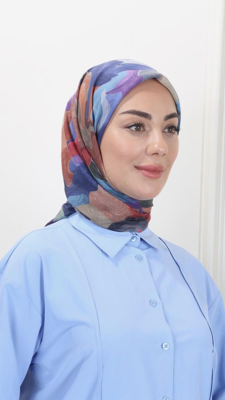Locella Pamuk Vual Eşarp Lacivert-1