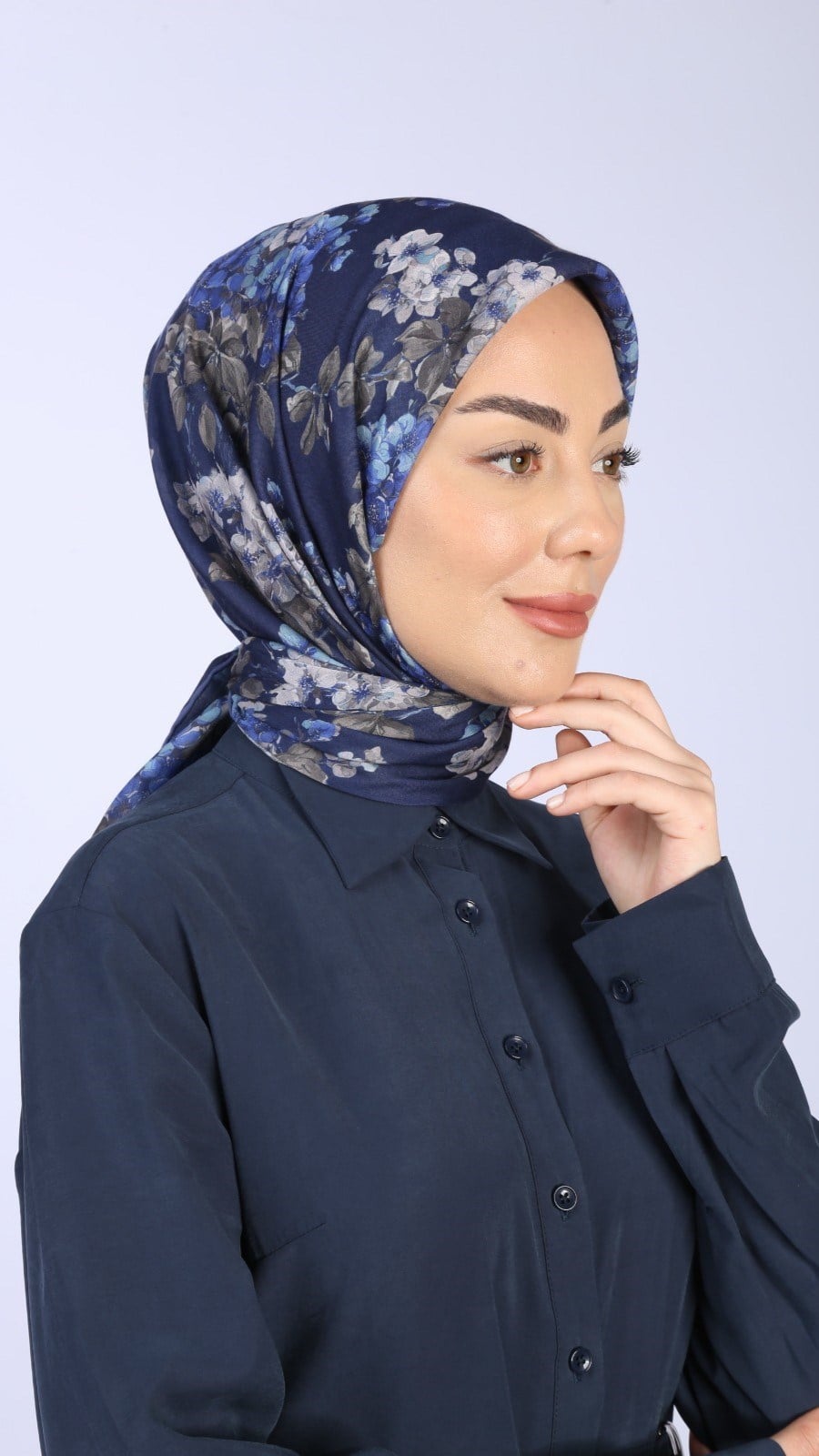 Locella Pamuk Vual Eşarp Lacivert