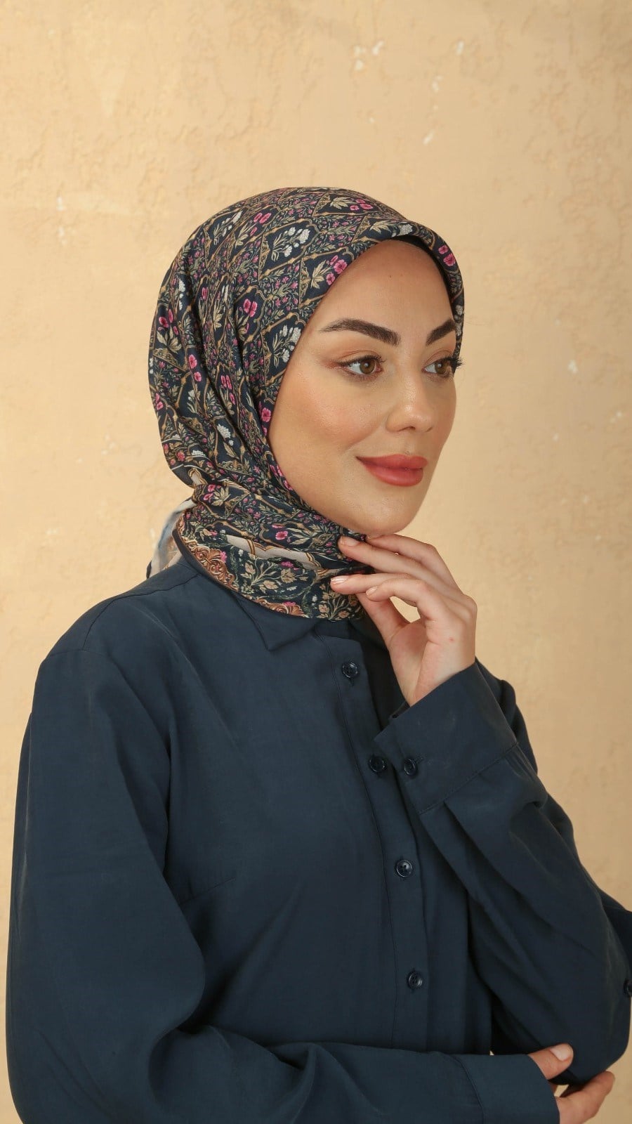 Locella Pamuk Vual Eşarp Lacivert