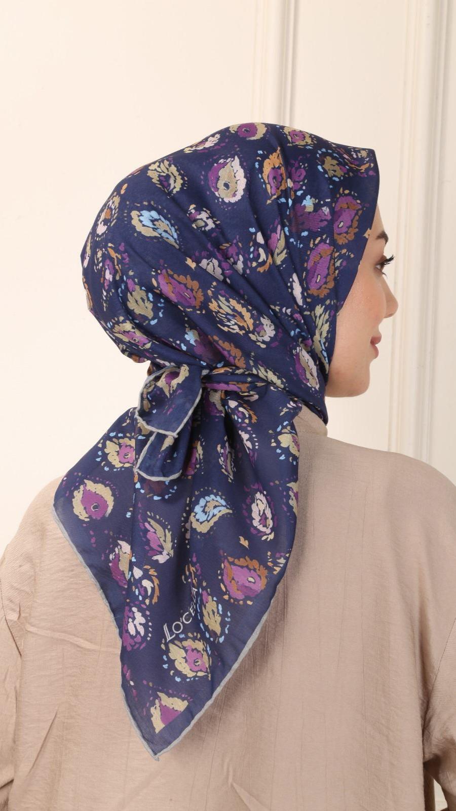 Locella Pamuk Vual Eşarp Lacivert-7