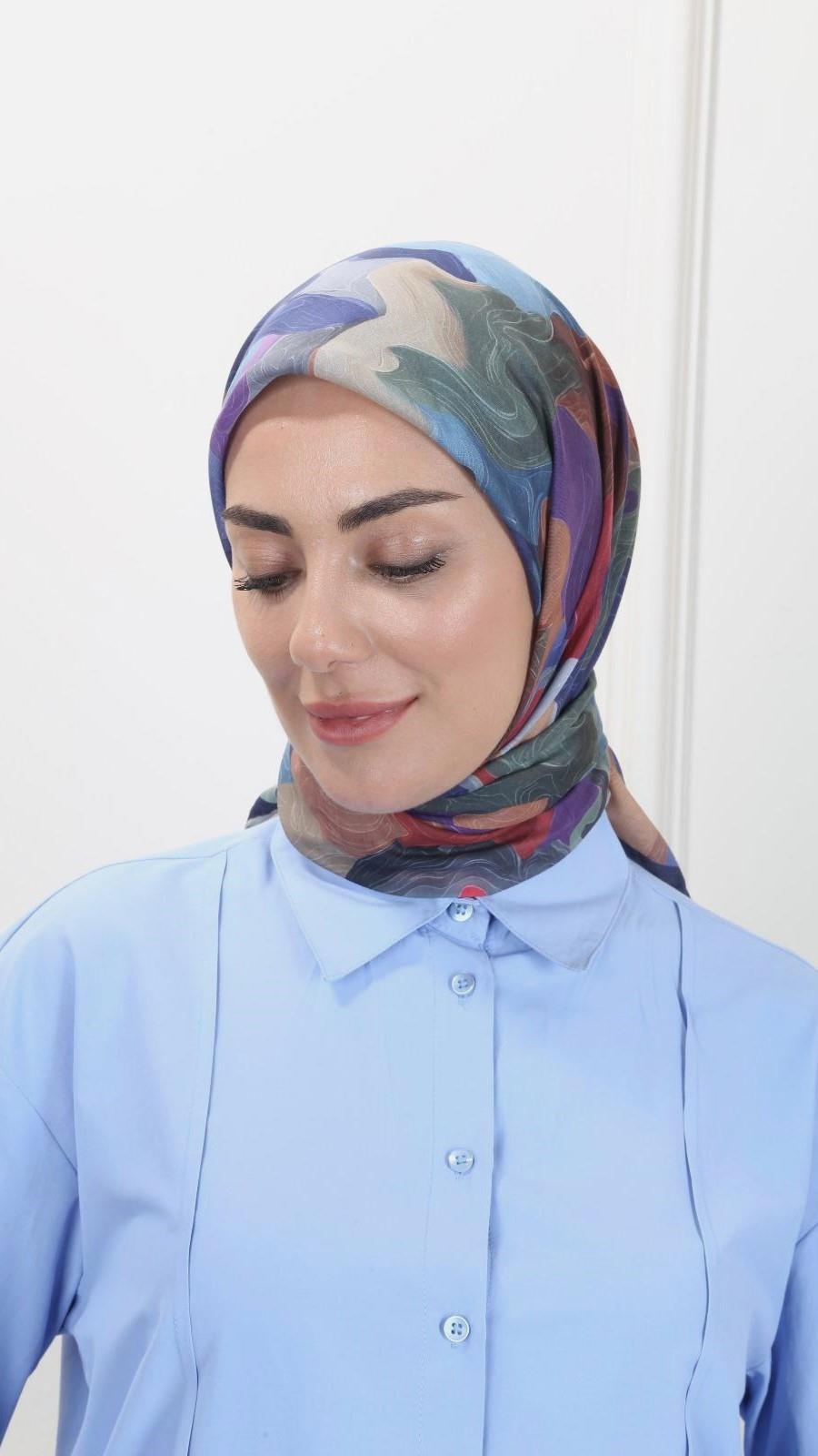 Locella Pamuk Vual Eşarp Lacivert-1
