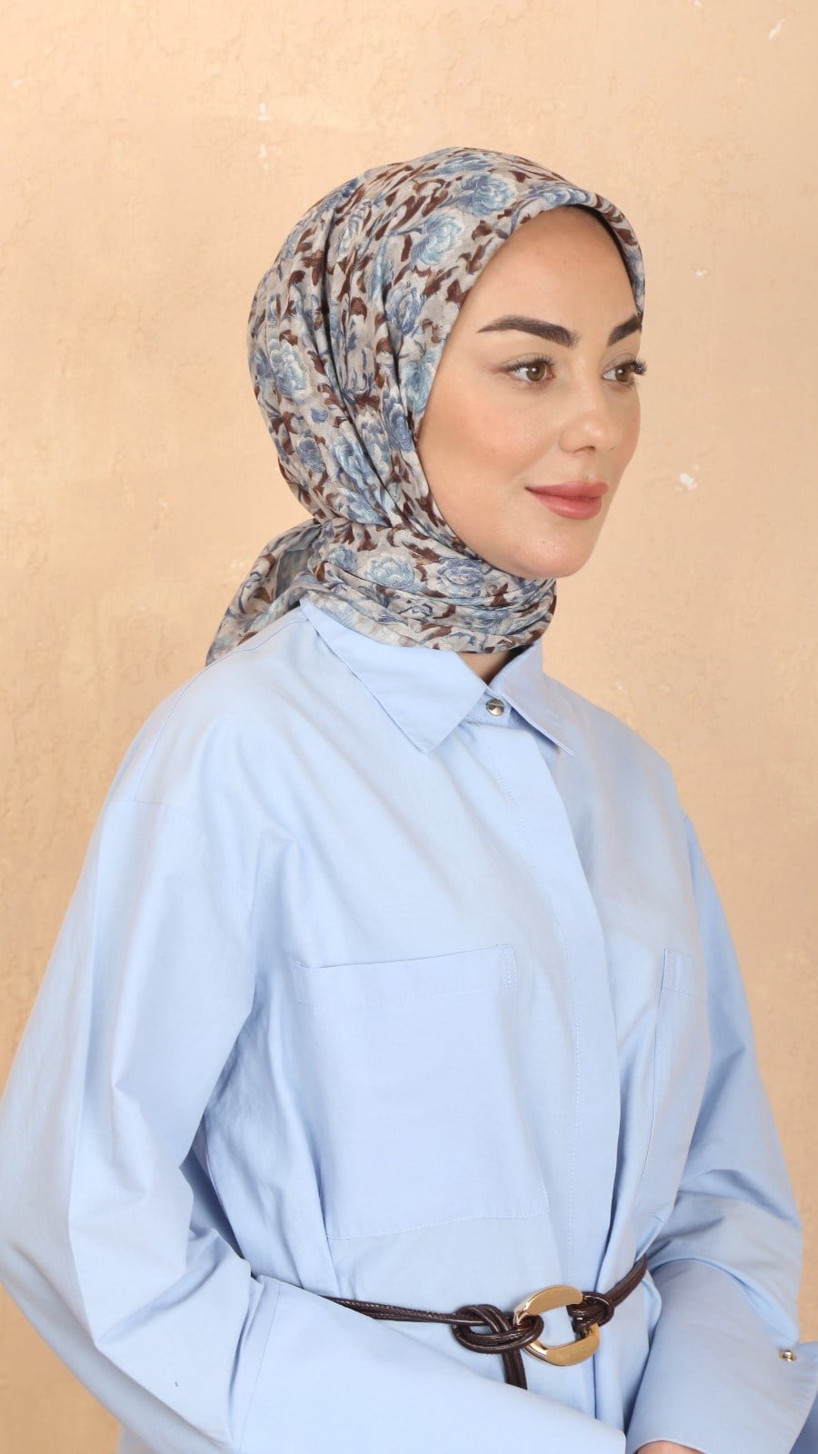 Locella Pamuk Vual Eşarp Mavi