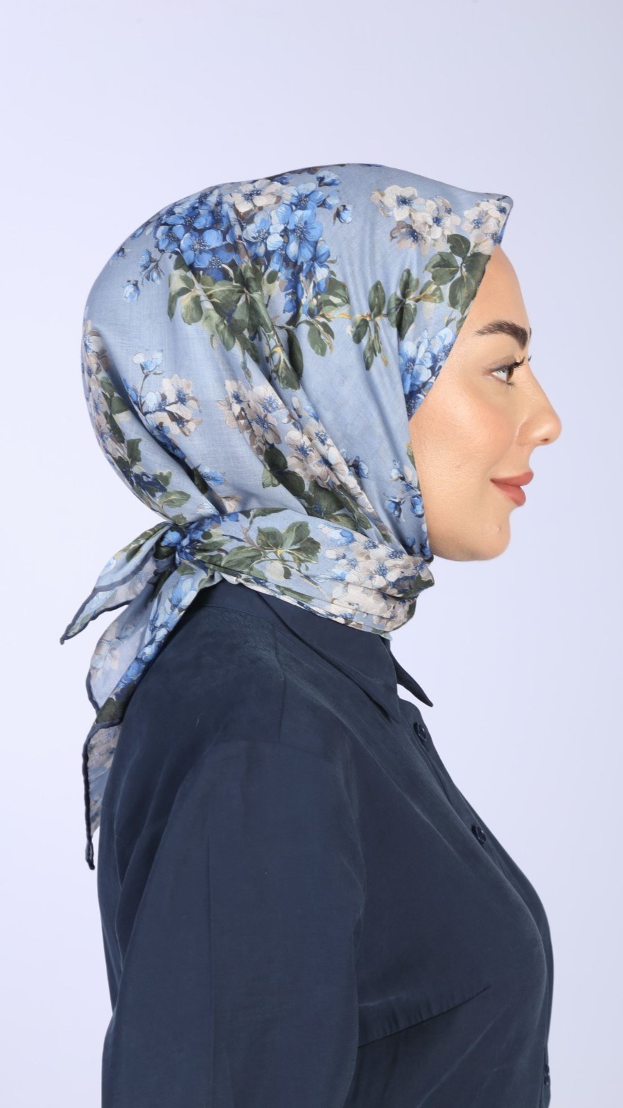 Locella Pamuk Vual Eşarp Mavi