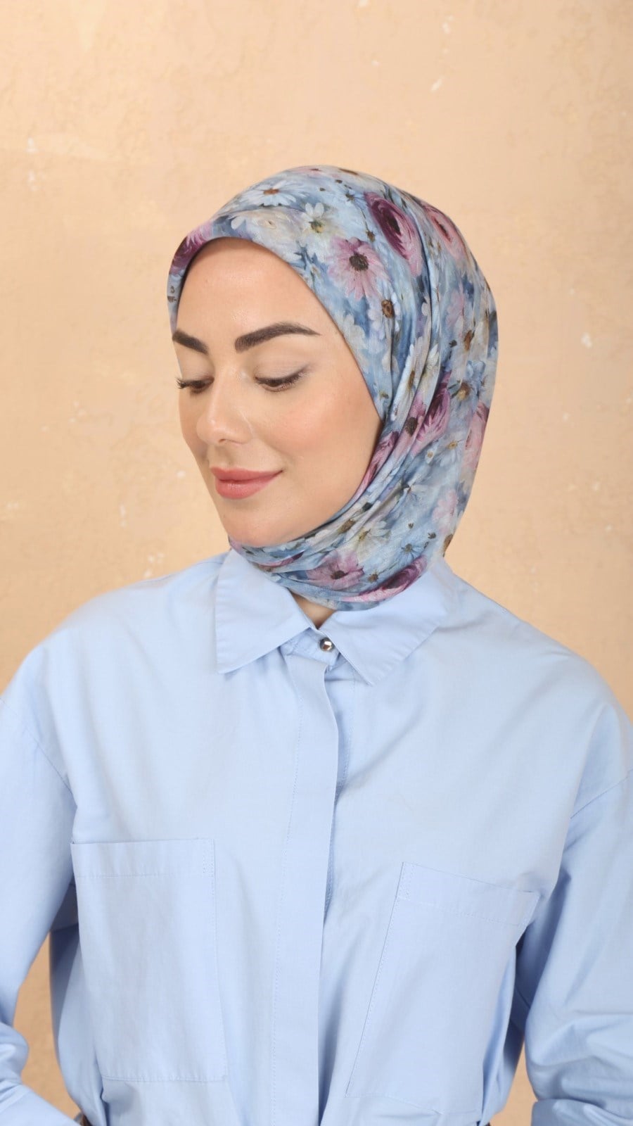 Locella Pamuk Vual Eşarp Mavi