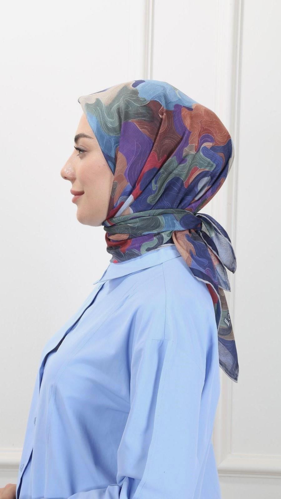 Locella Pamuk Vual Eşarp Lacivert-1