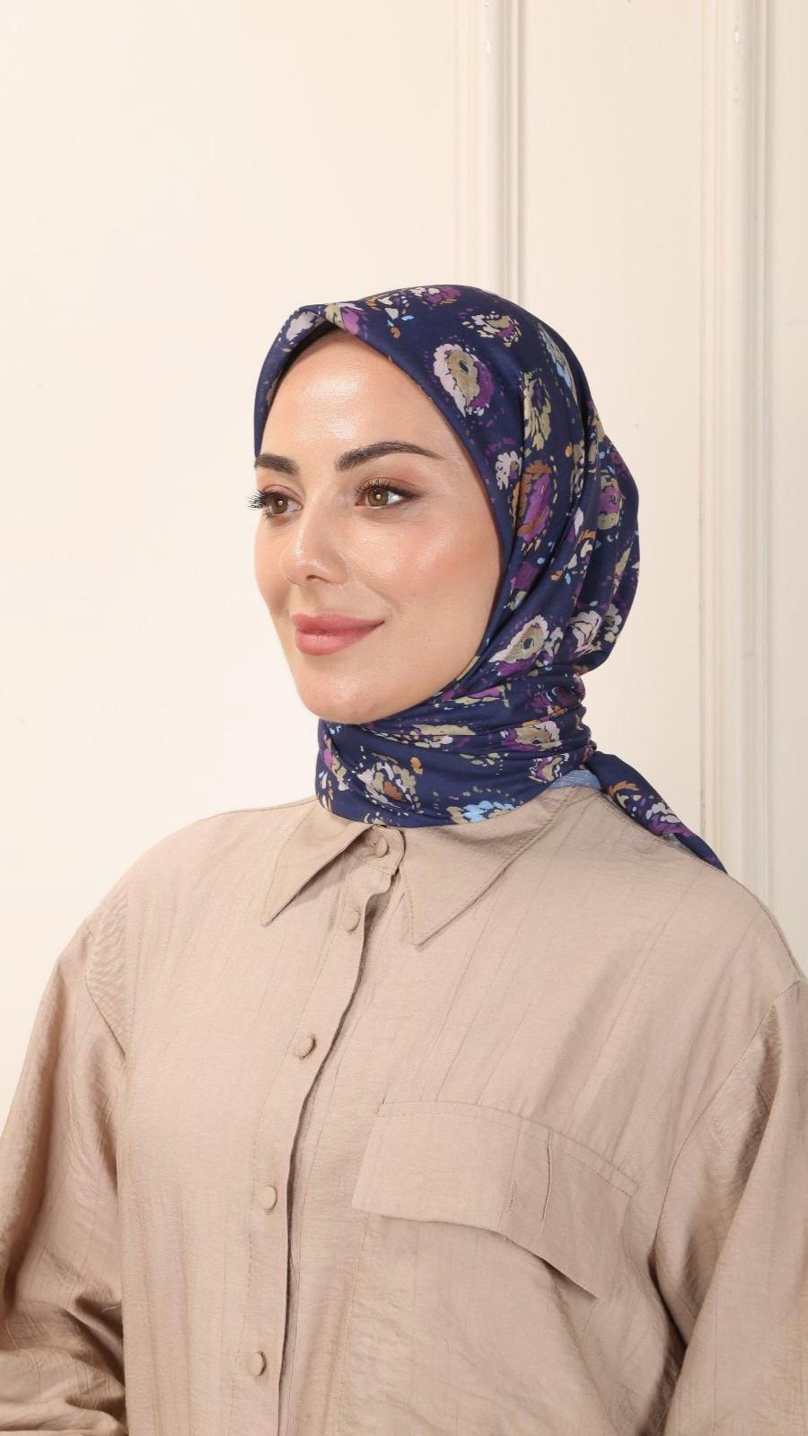 Locella Pamuk Vual Eşarp Lacivert-7