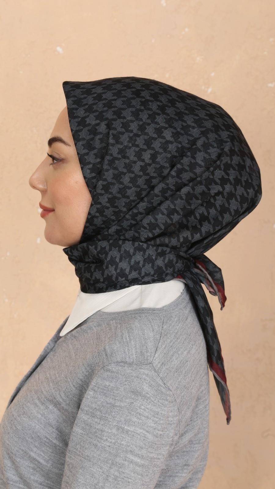 Locella Soft Pamuk Eşarp Siyah Gri