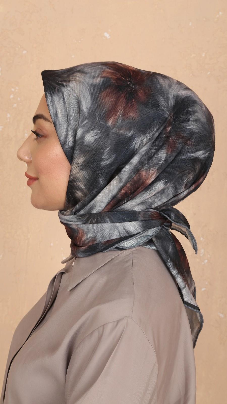 Locella Soft Pamuk Eşarp Siyah Kahve-9