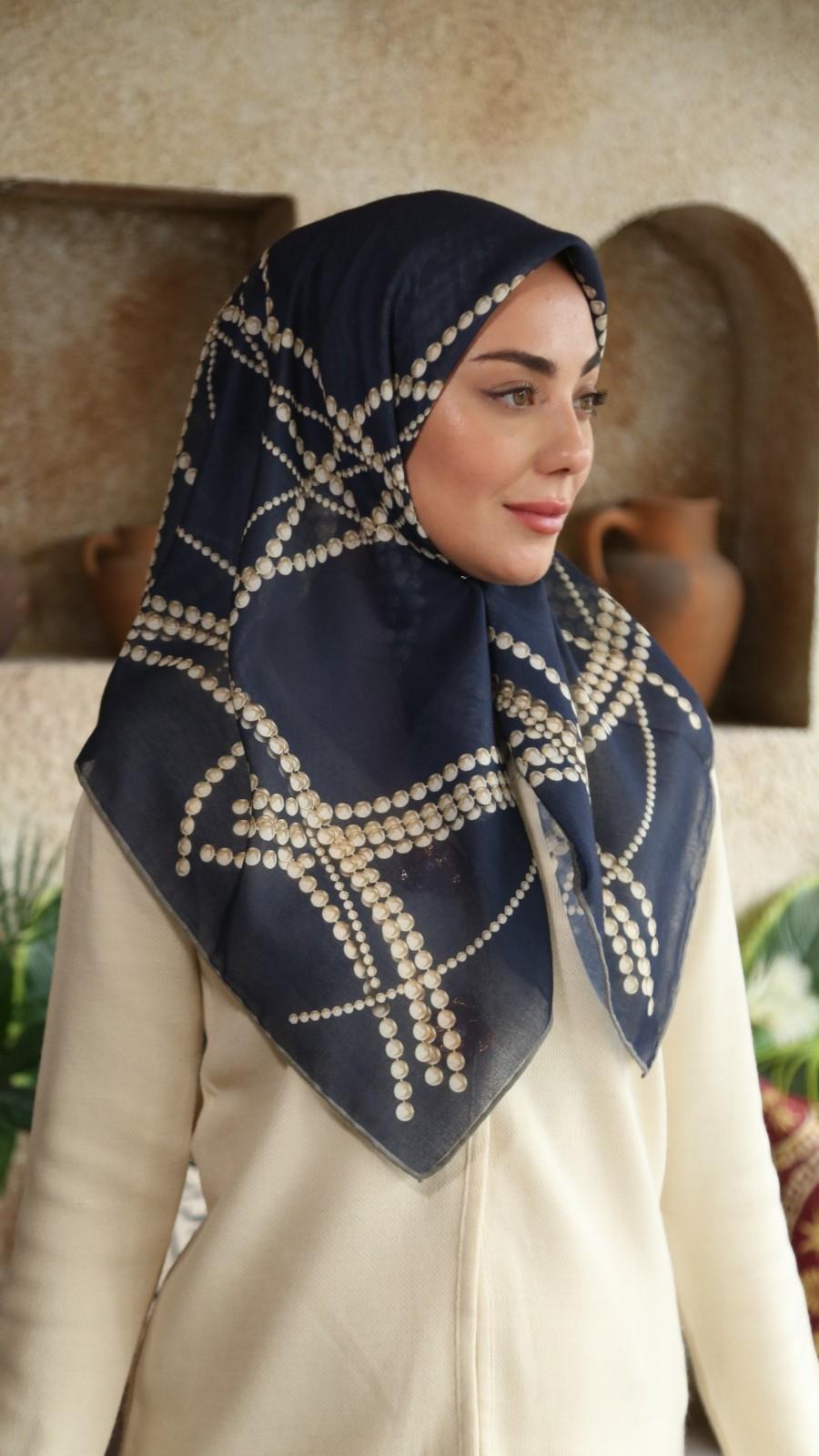 Locella Soft Pamuk Eşarp Lacivert