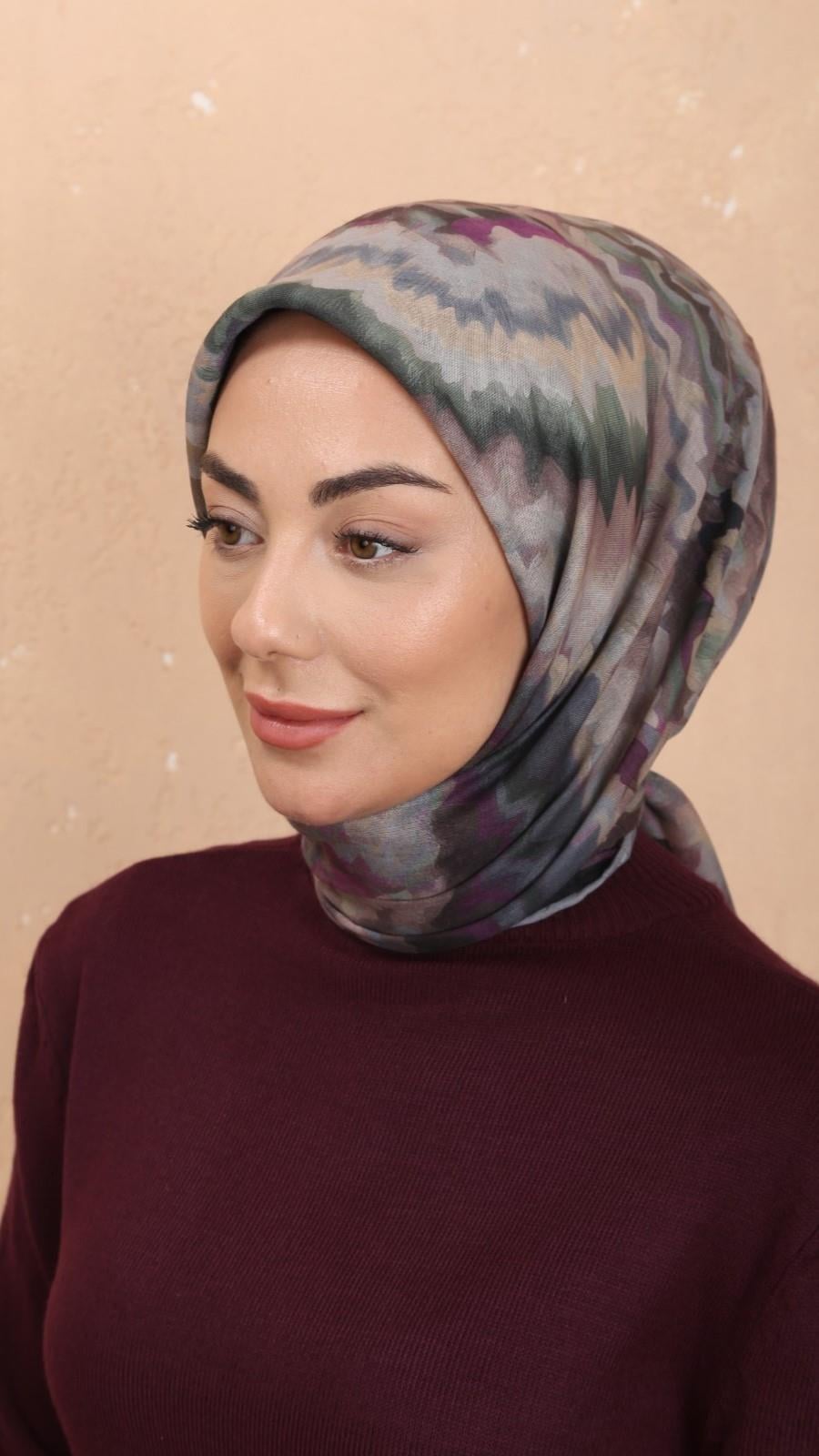 Locella Soft Pamuk Eşarp Siyah Mor