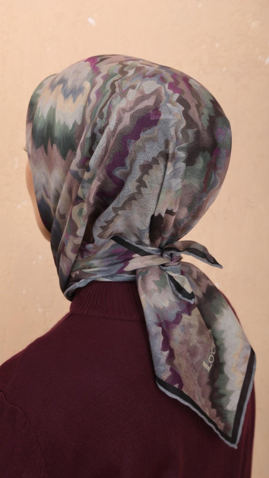 Locella Soft Pamuk Eşarp Siyah Mor