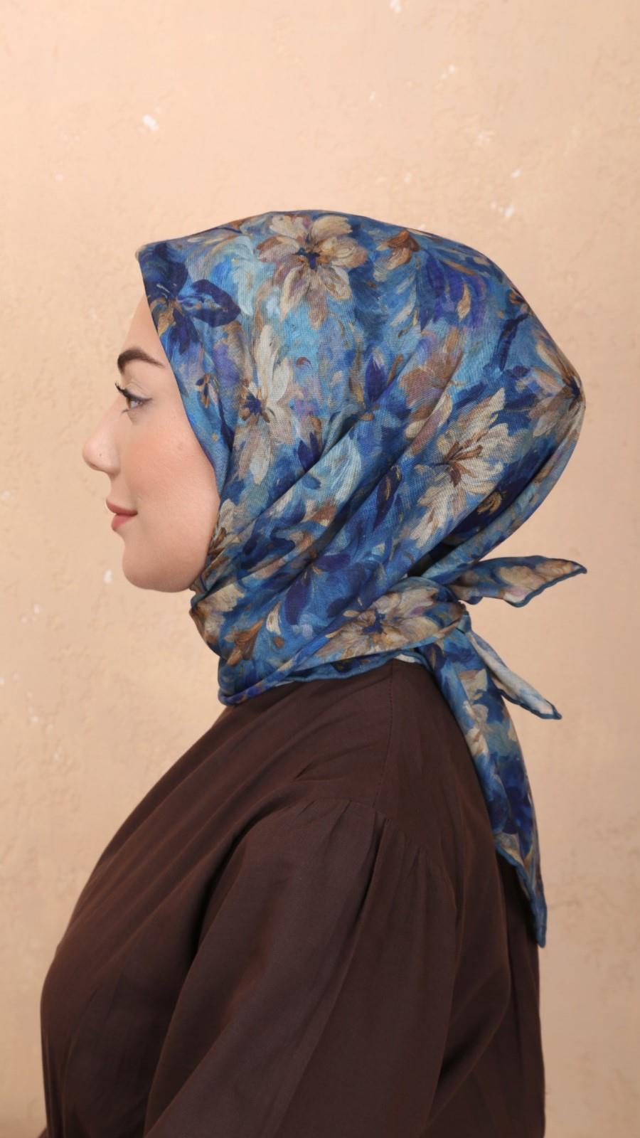 Locella Soft Pamuk Eşarp Mavi