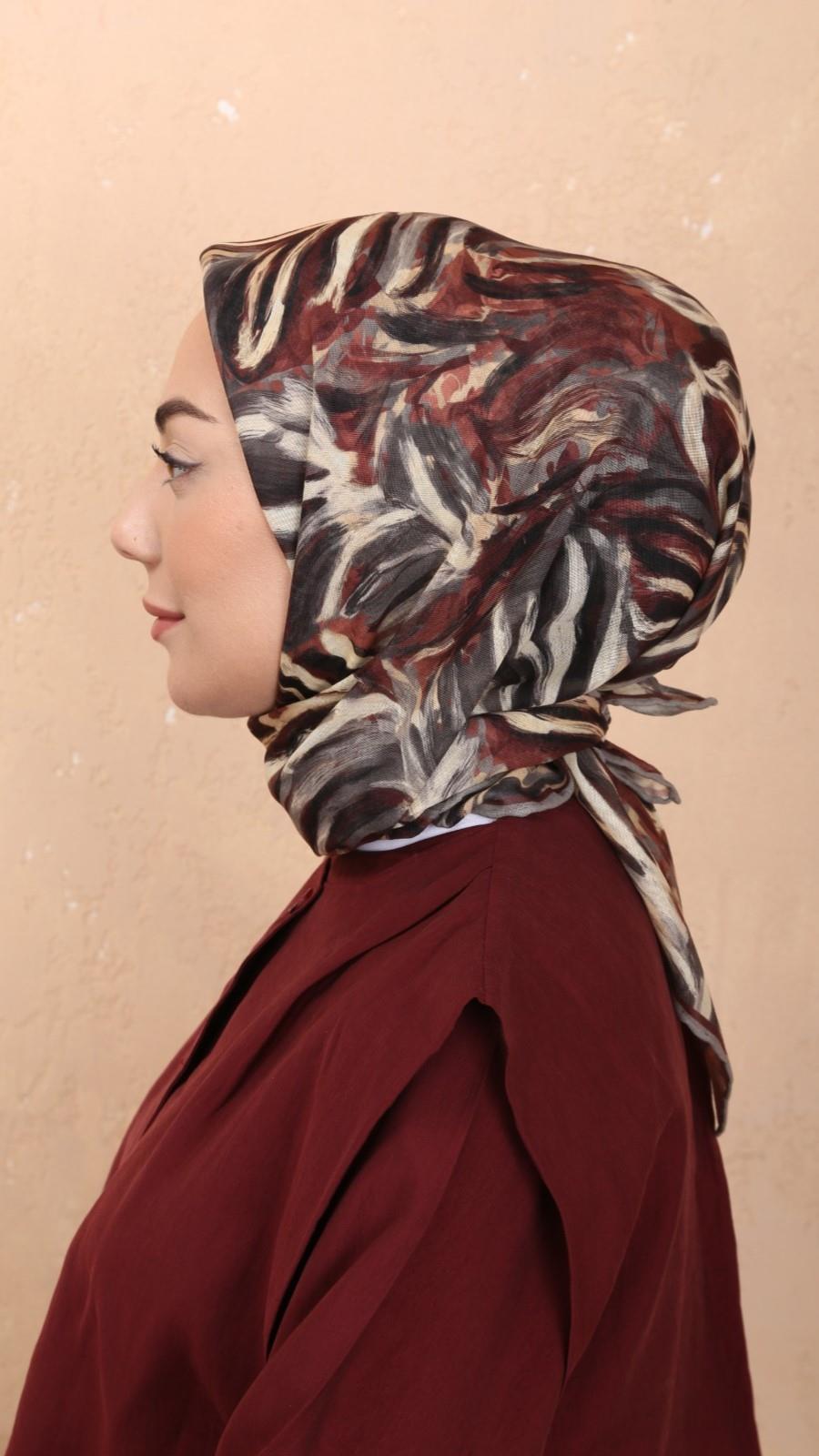 Locella Soft Pamuk Eşarp Bordo Gri