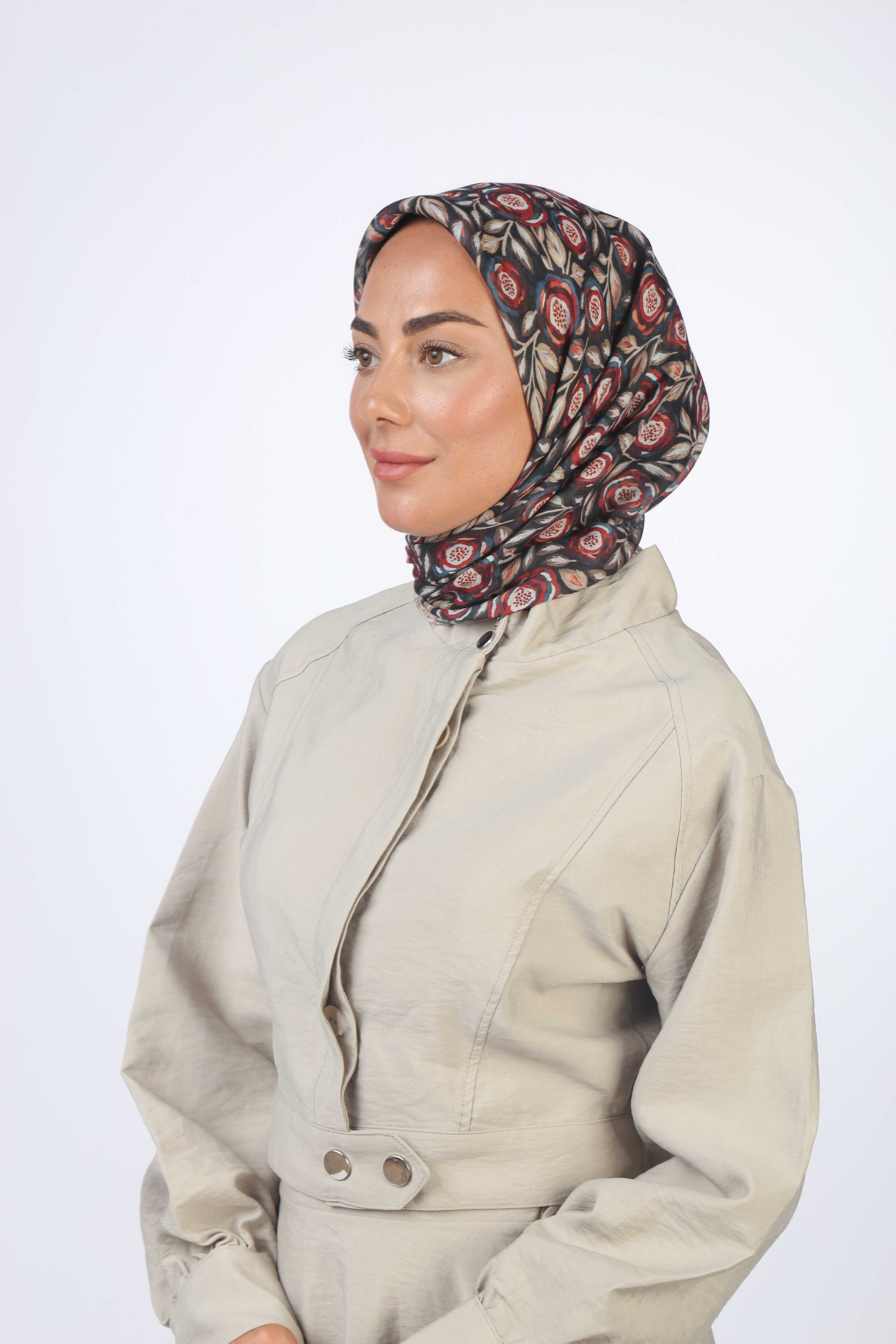 Locella Soft Pamuk Eşarp Siyah Kırmızı