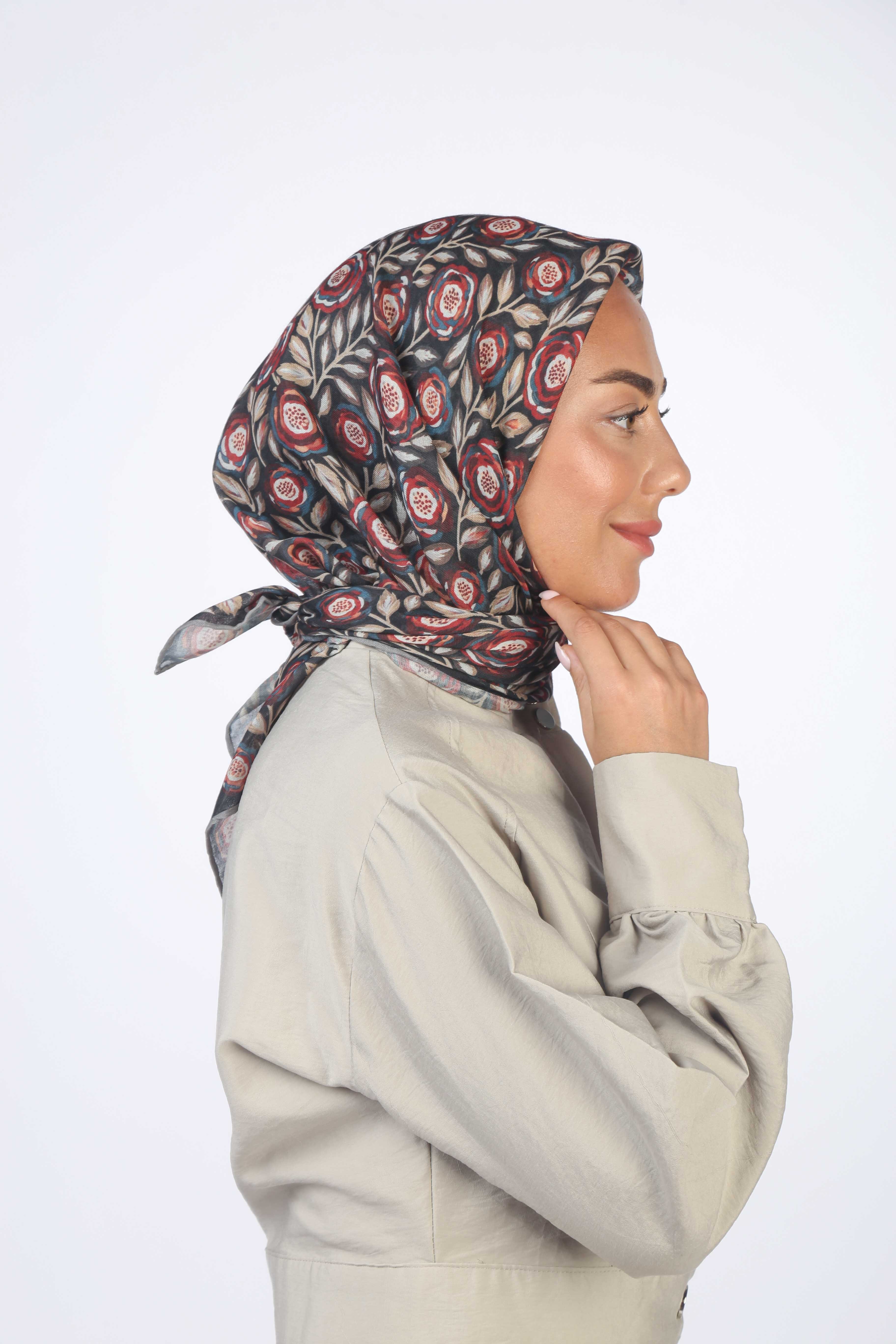 Locella Soft Pamuk Eşarp Siyah Kırmızı