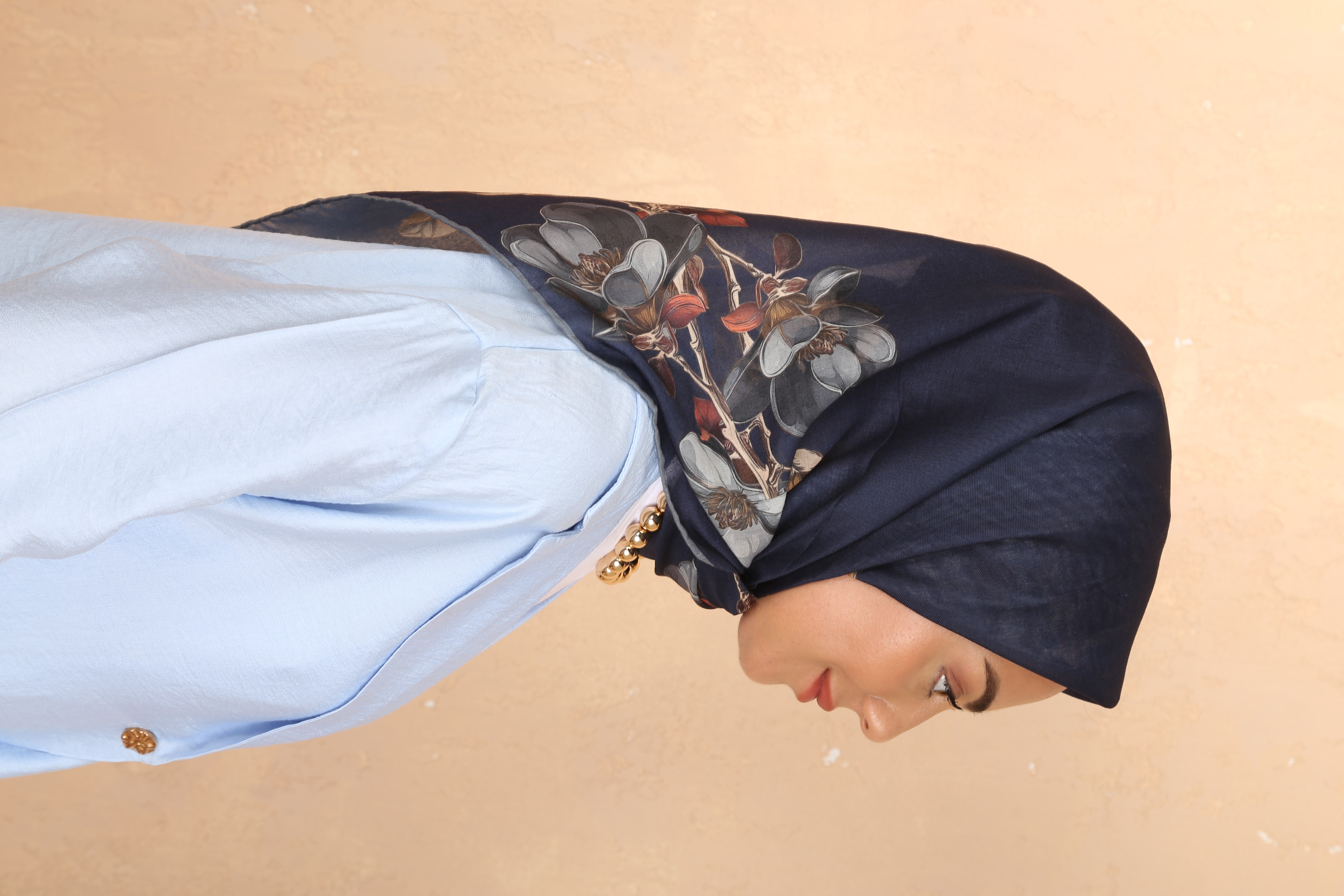 Locella Soft Pamuk Eşarp-Lacivert Gri