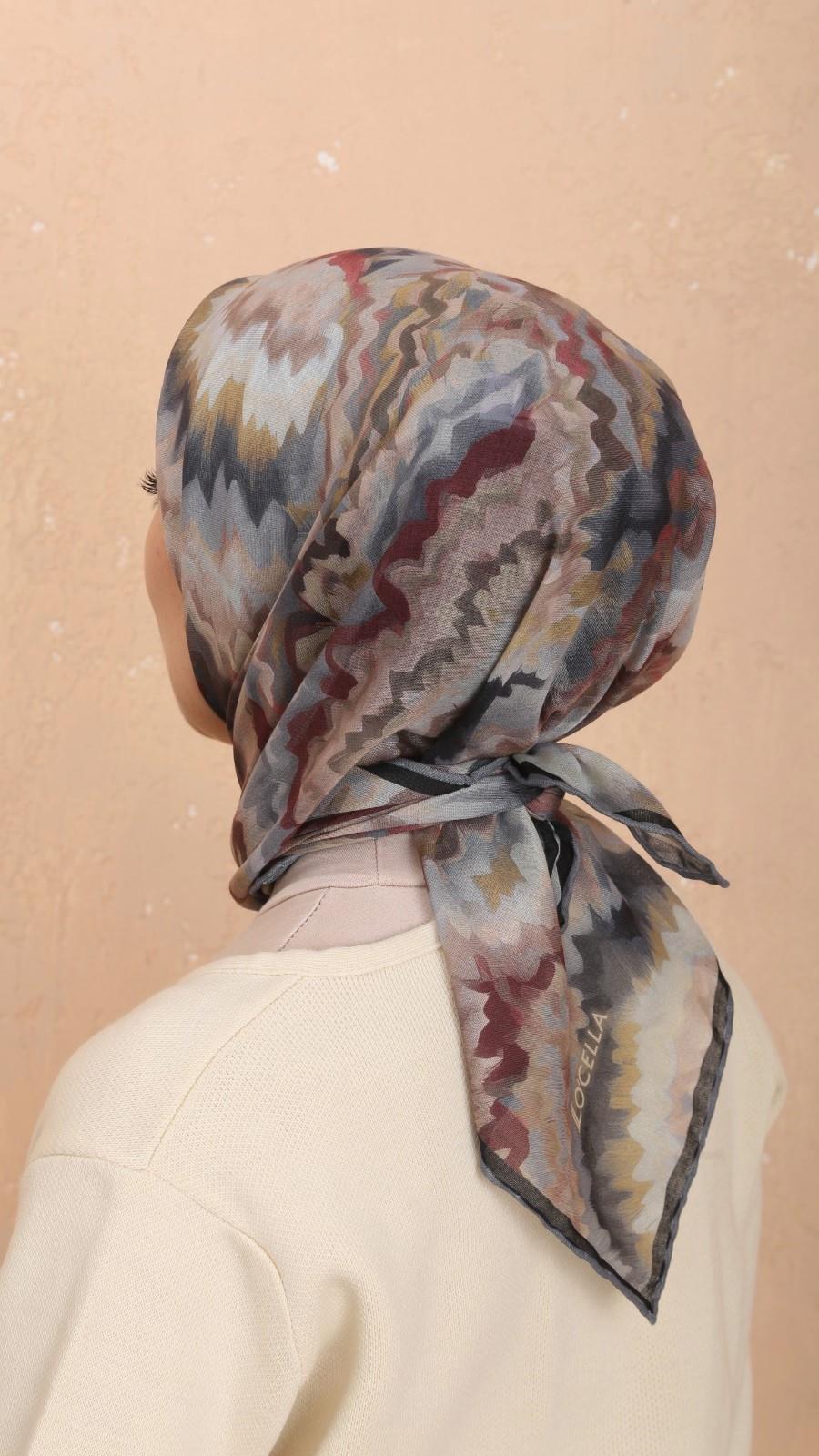 Locella Soft Pamuk Eşarp Siyah Vişne