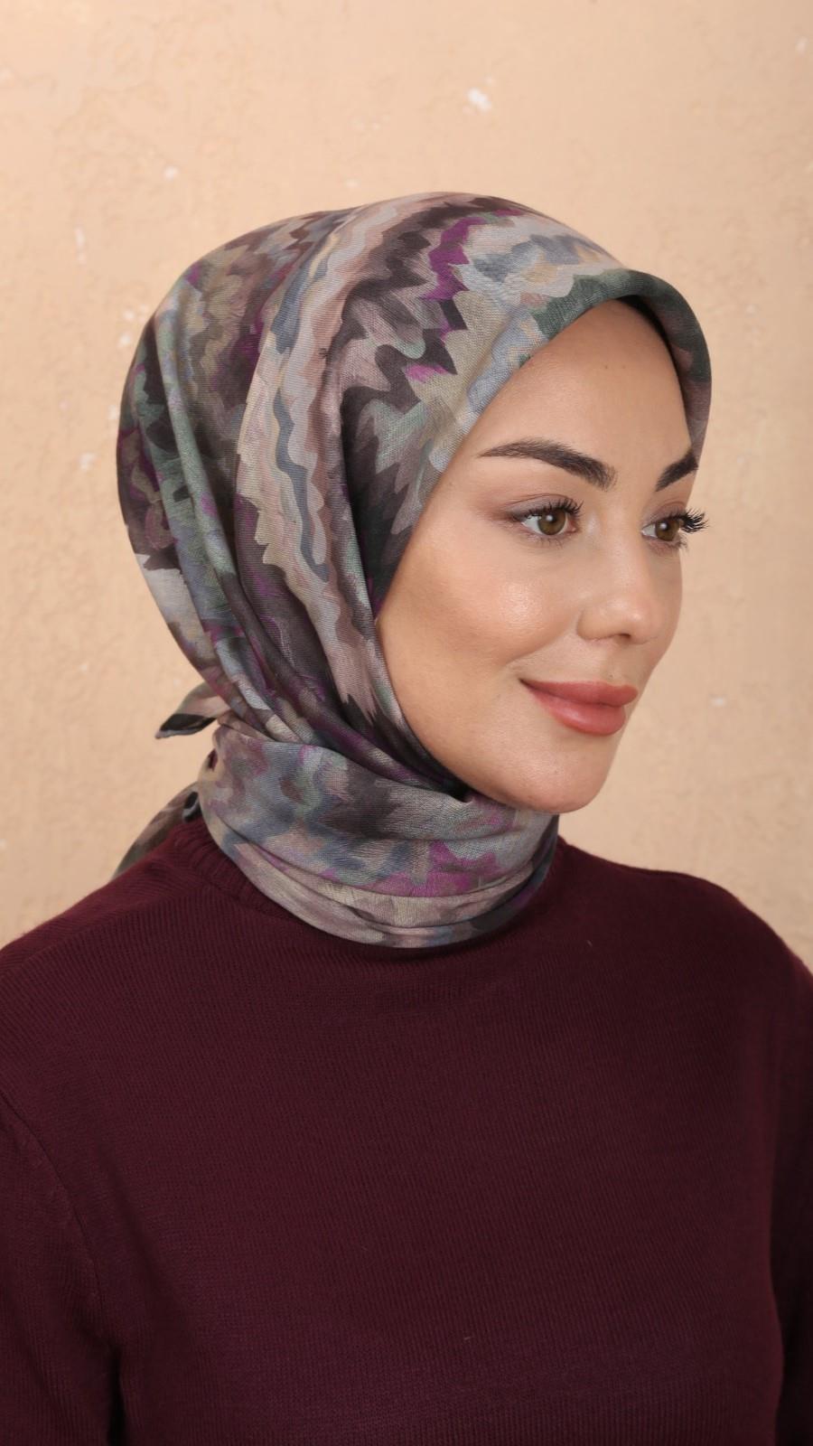 Locella Soft Pamuk Eşarp Siyah Mor