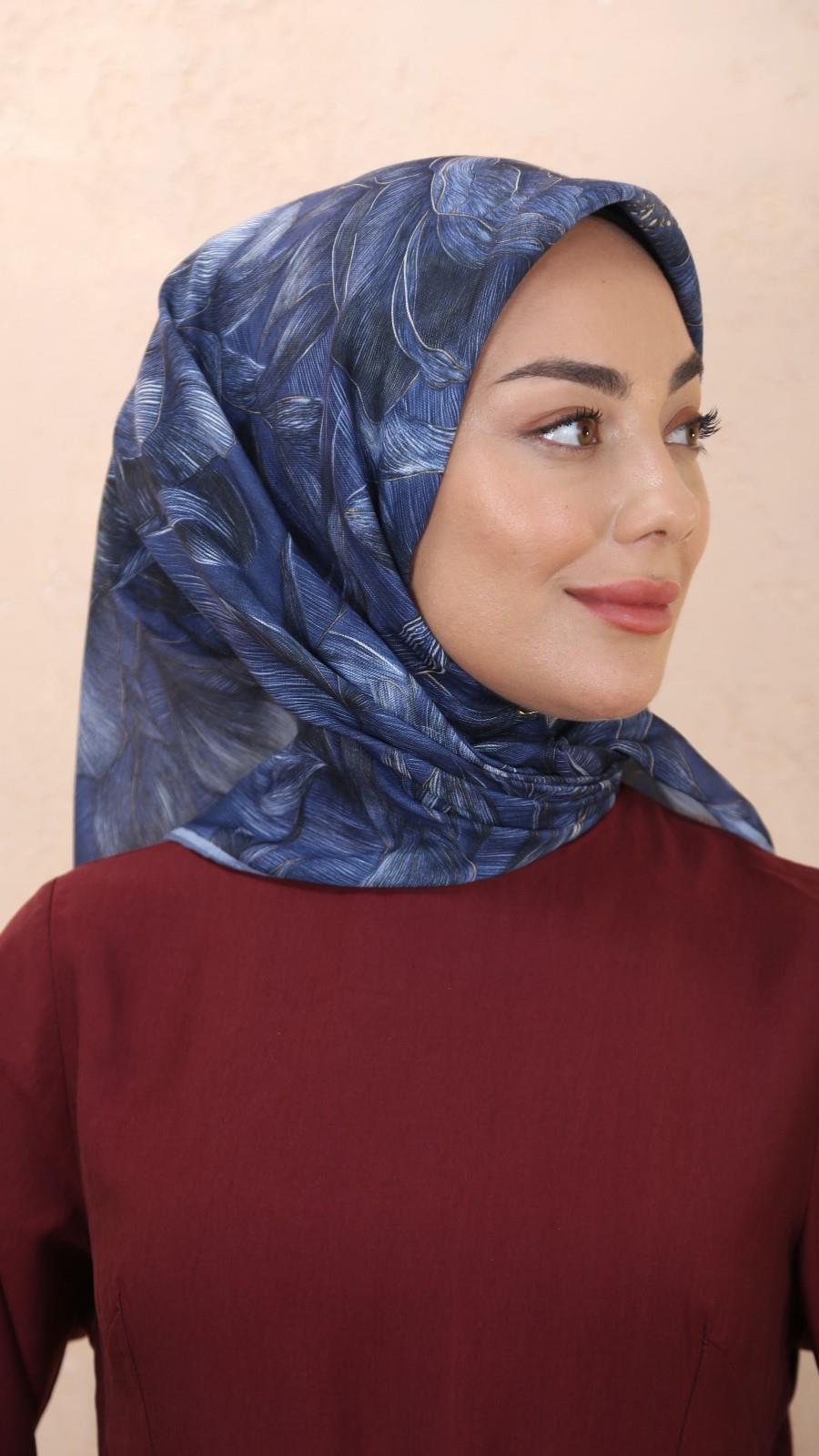 Locella Soft Pamuk Eşarp Koyu Mavi-6