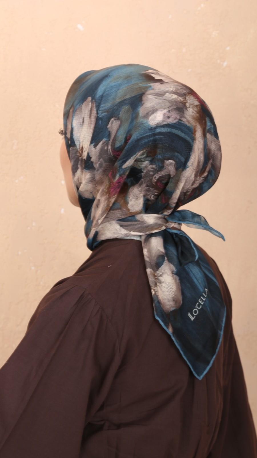 Locella Soft Pamuk Eşarp Petrol Mavi