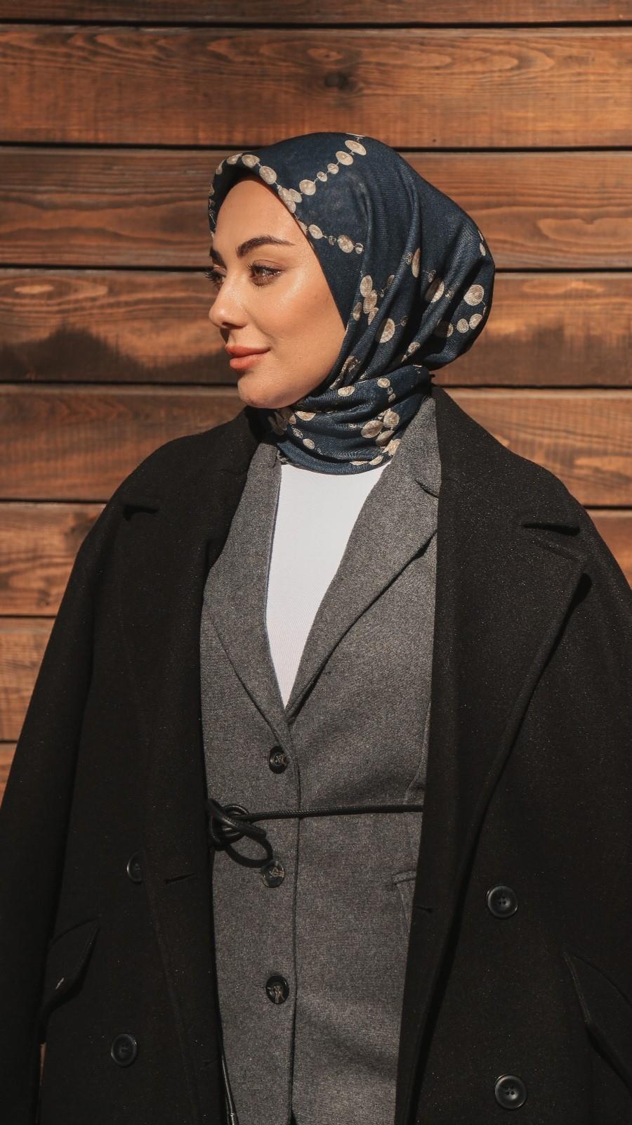 Locella Soft Pamuk Eşarp Lacivert