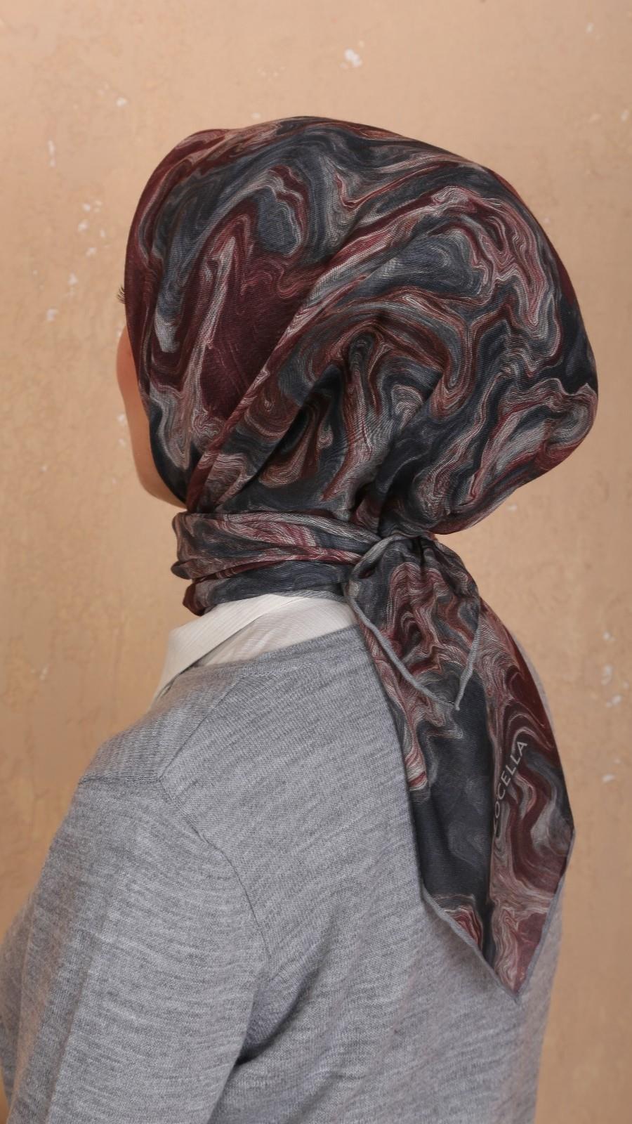 Locella Soft Pamuk Eşarp Antrasit Bordo