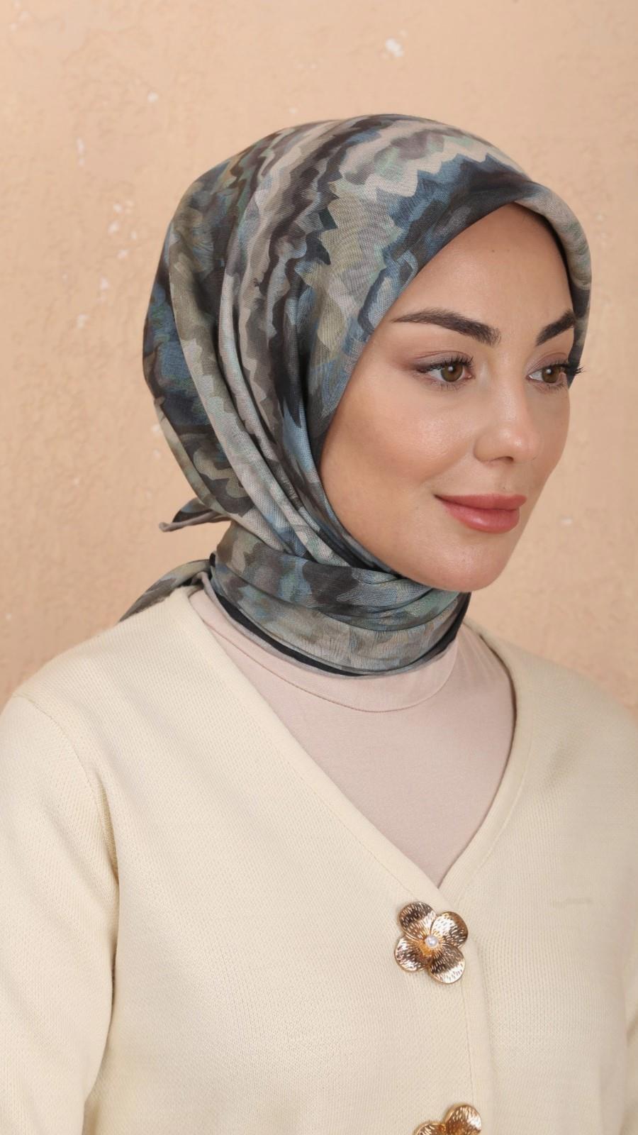 Locella Soft Pamuk Eşarp Siyah Yeşil