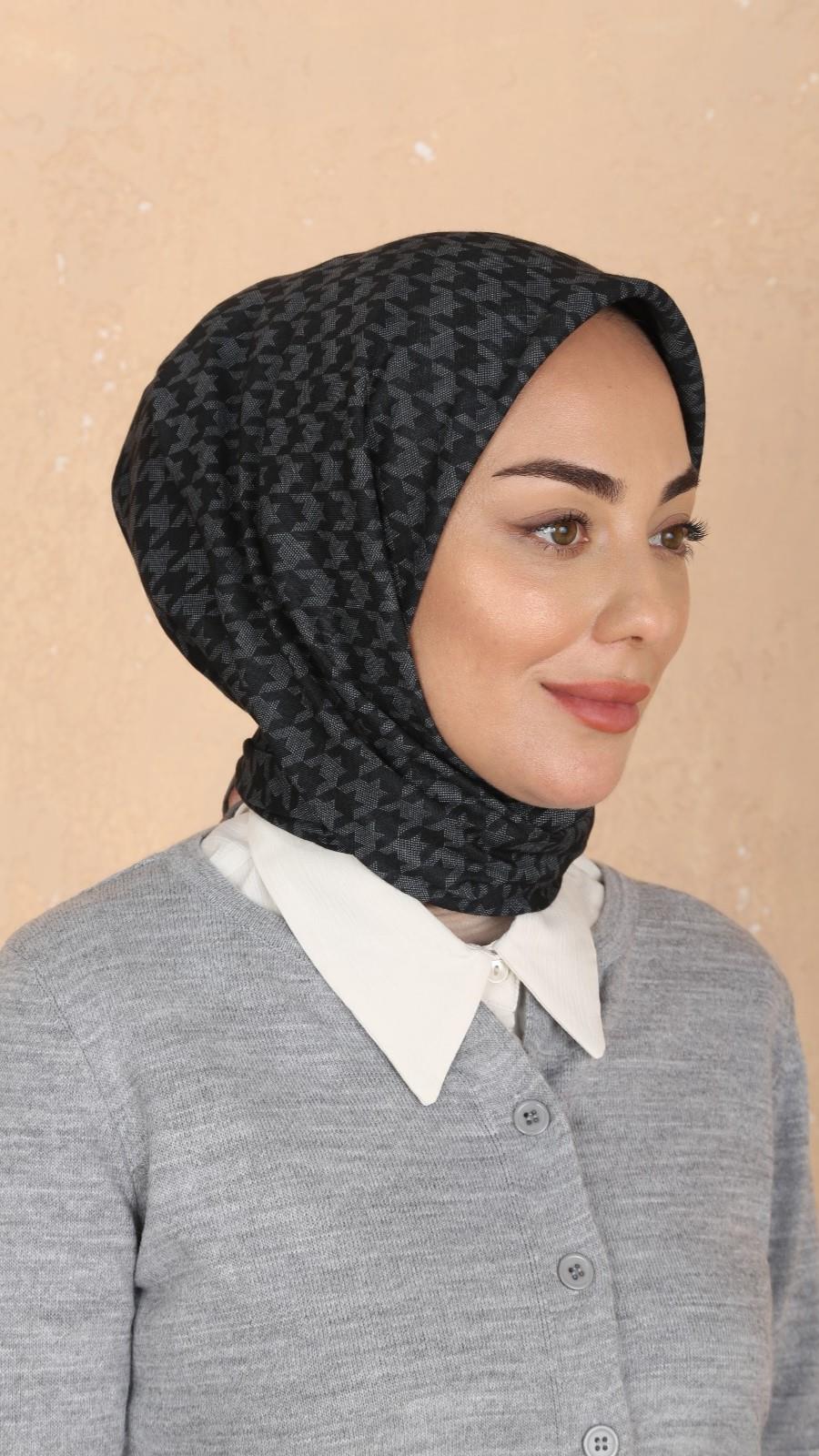 Locella Soft Pamuk Eşarp Siyah Gri