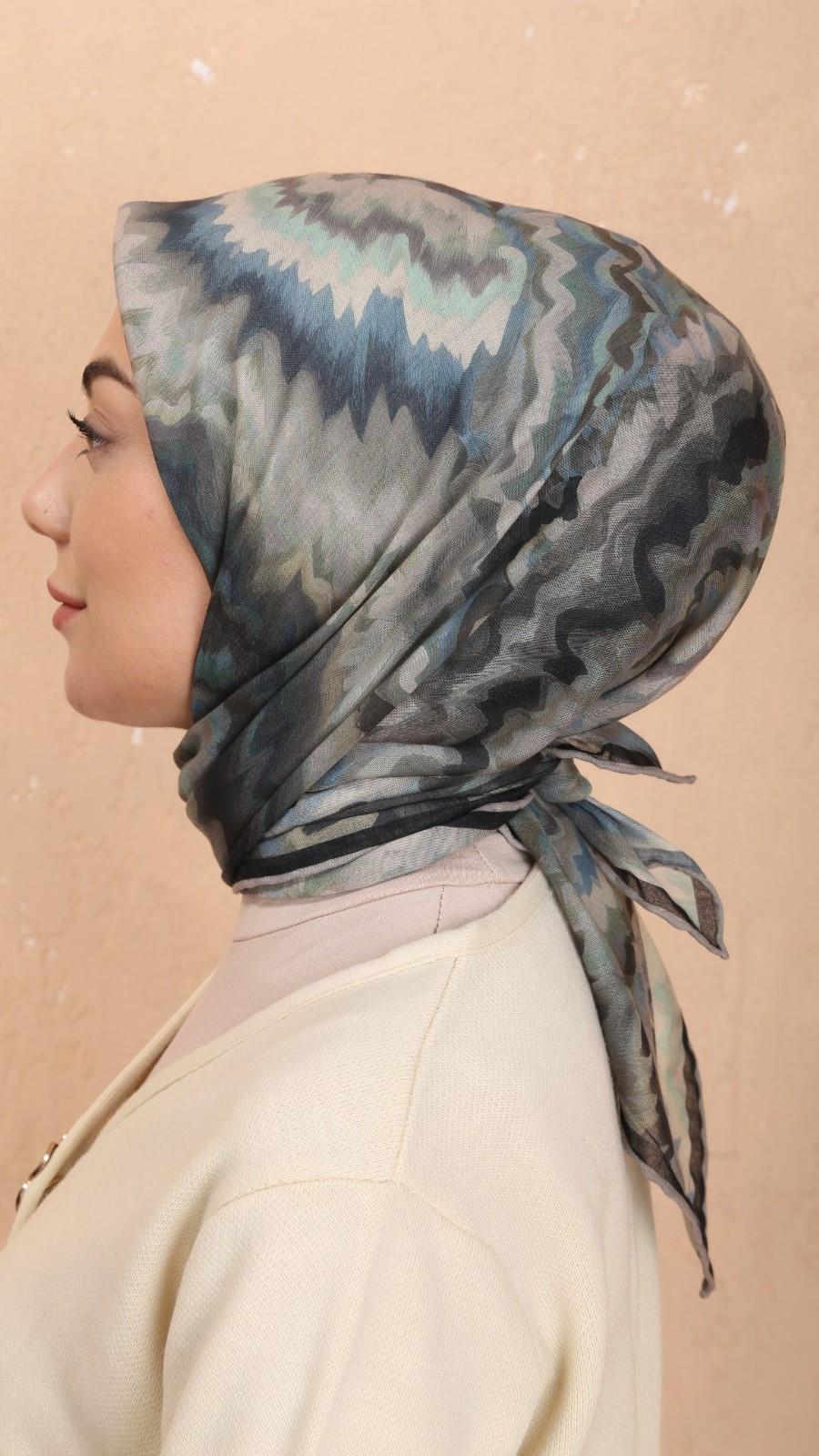 Locella Soft Pamuk Eşarp Siyah Yeşil