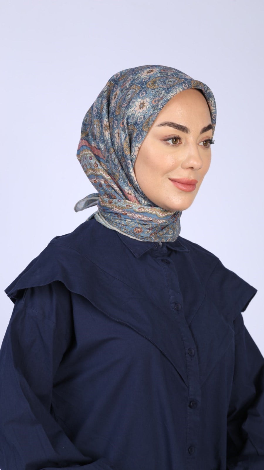Locella Soft Pamuk Eşarp Mavi