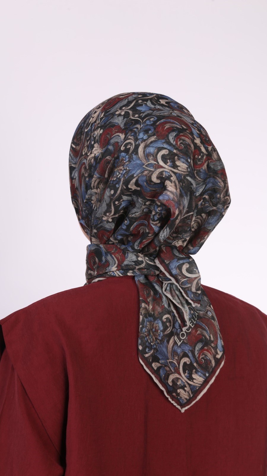 Locella Soft Pamuk Eşarp Mavi Bordo